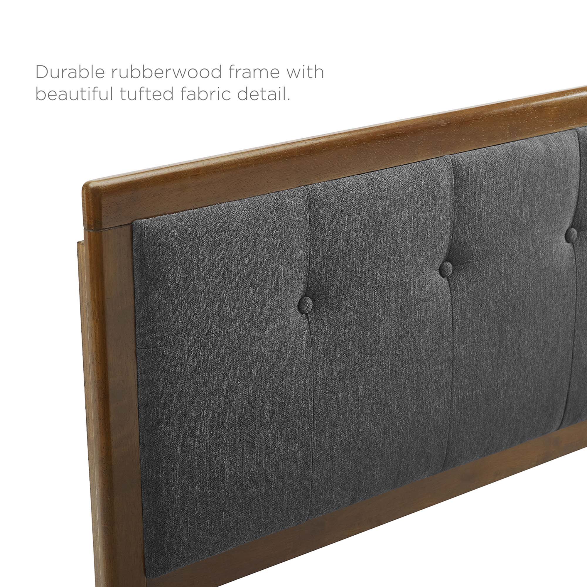 Willow Wood King Platform Bed With Splayed Legs, Walnut Charcoal