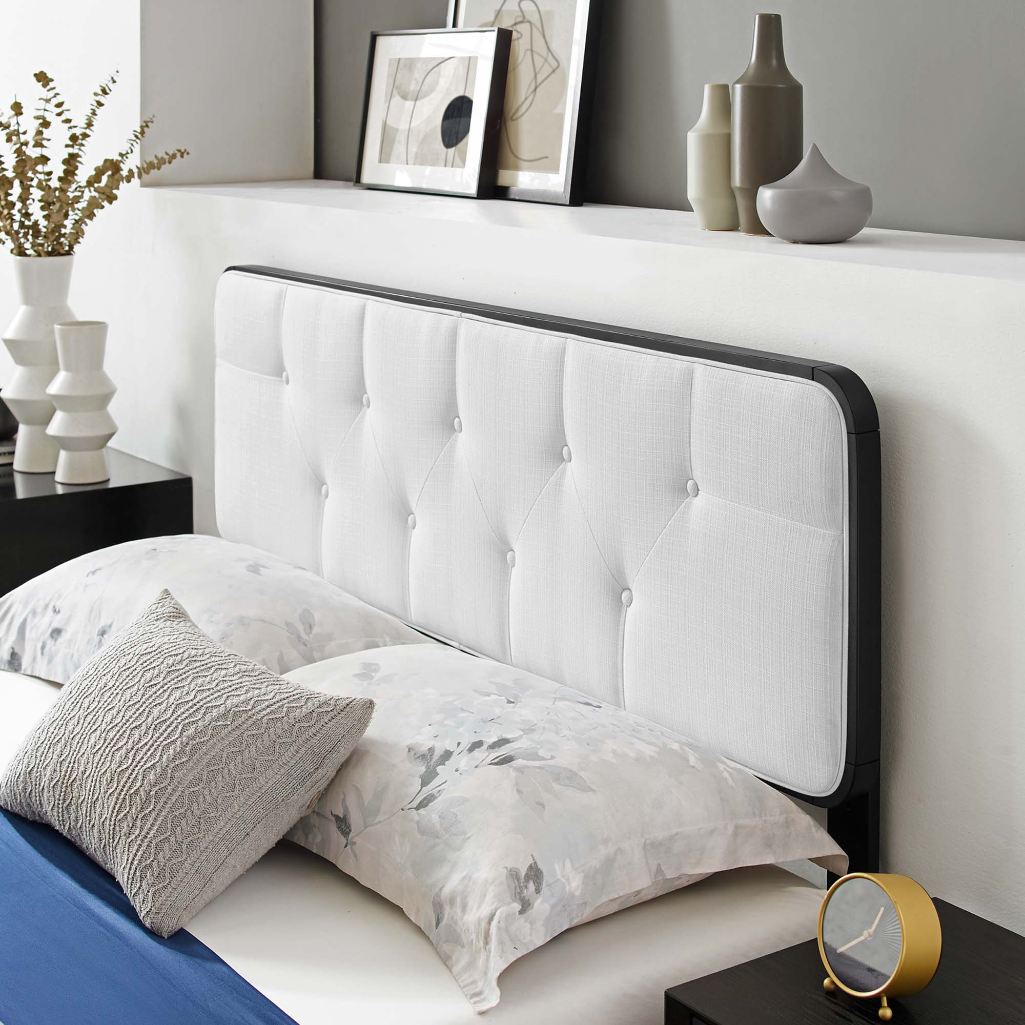 Delmar Full Platform Bed Frame – Durable Wood Construction with Mid-Century Angular Design