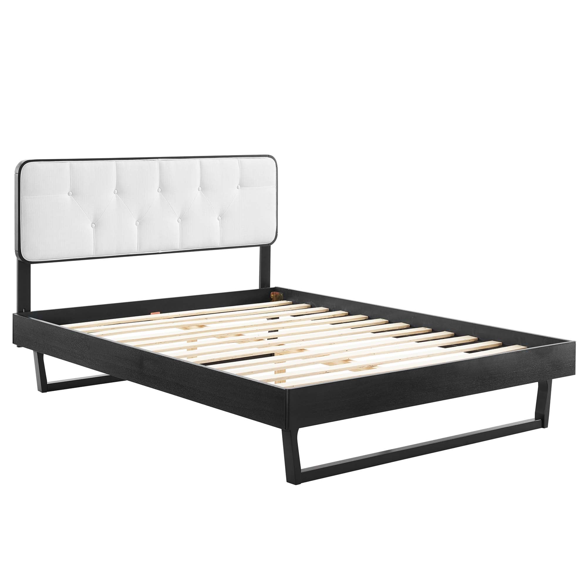 Delmar Full Platform Bed Frame – Durable Wood Construction with Mid-Century Angular Design