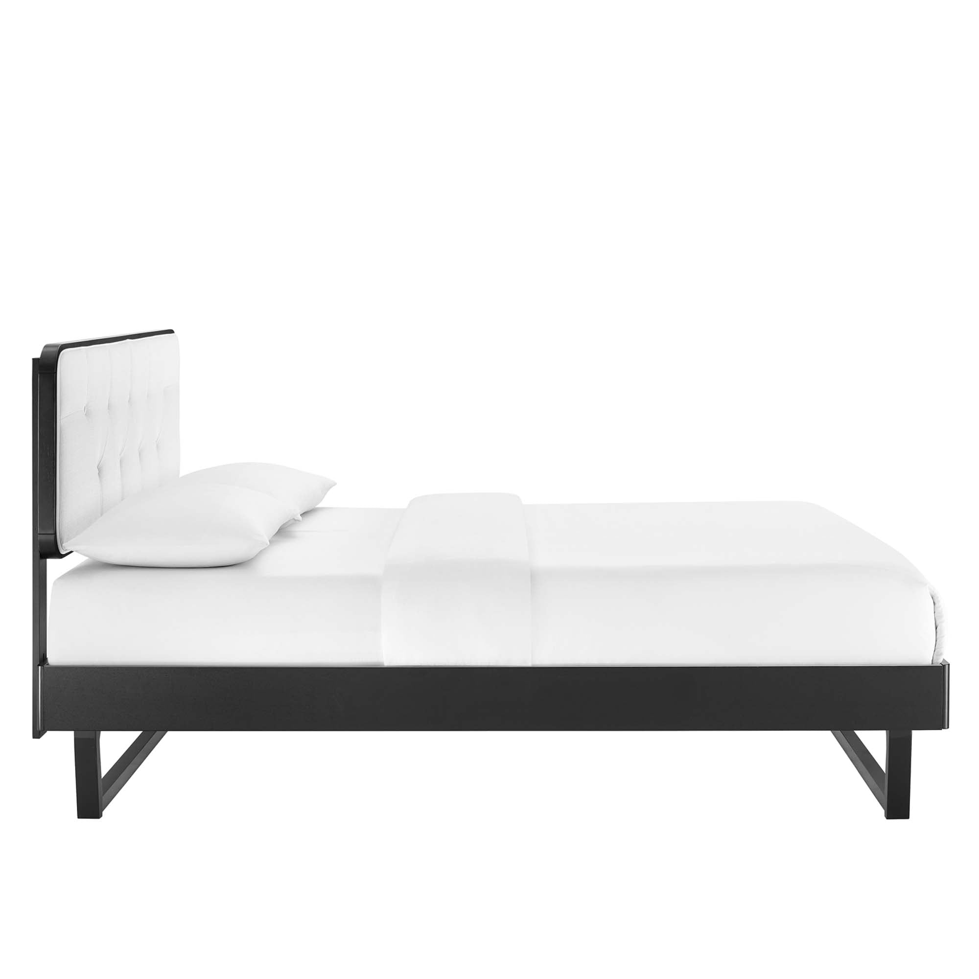 Delmar Full Platform Bed Frame – Durable Wood Construction with Mid-Century Angular Design