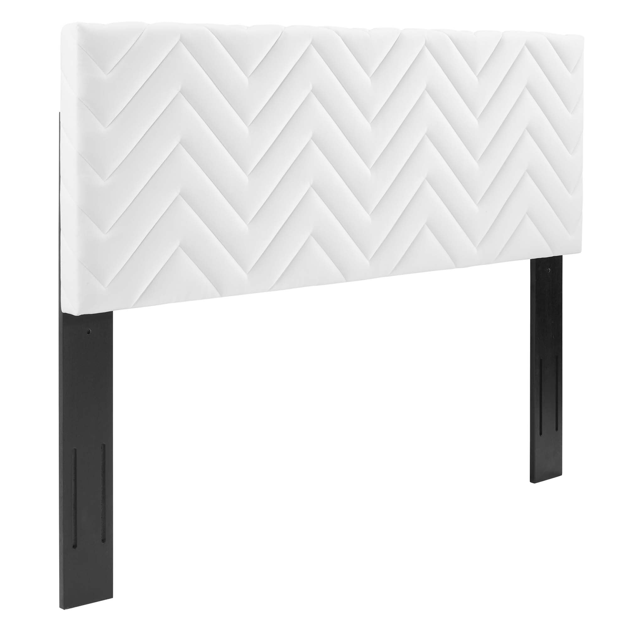 Mercy Chevron Tufted Performance Velvet Twin Headboard, White