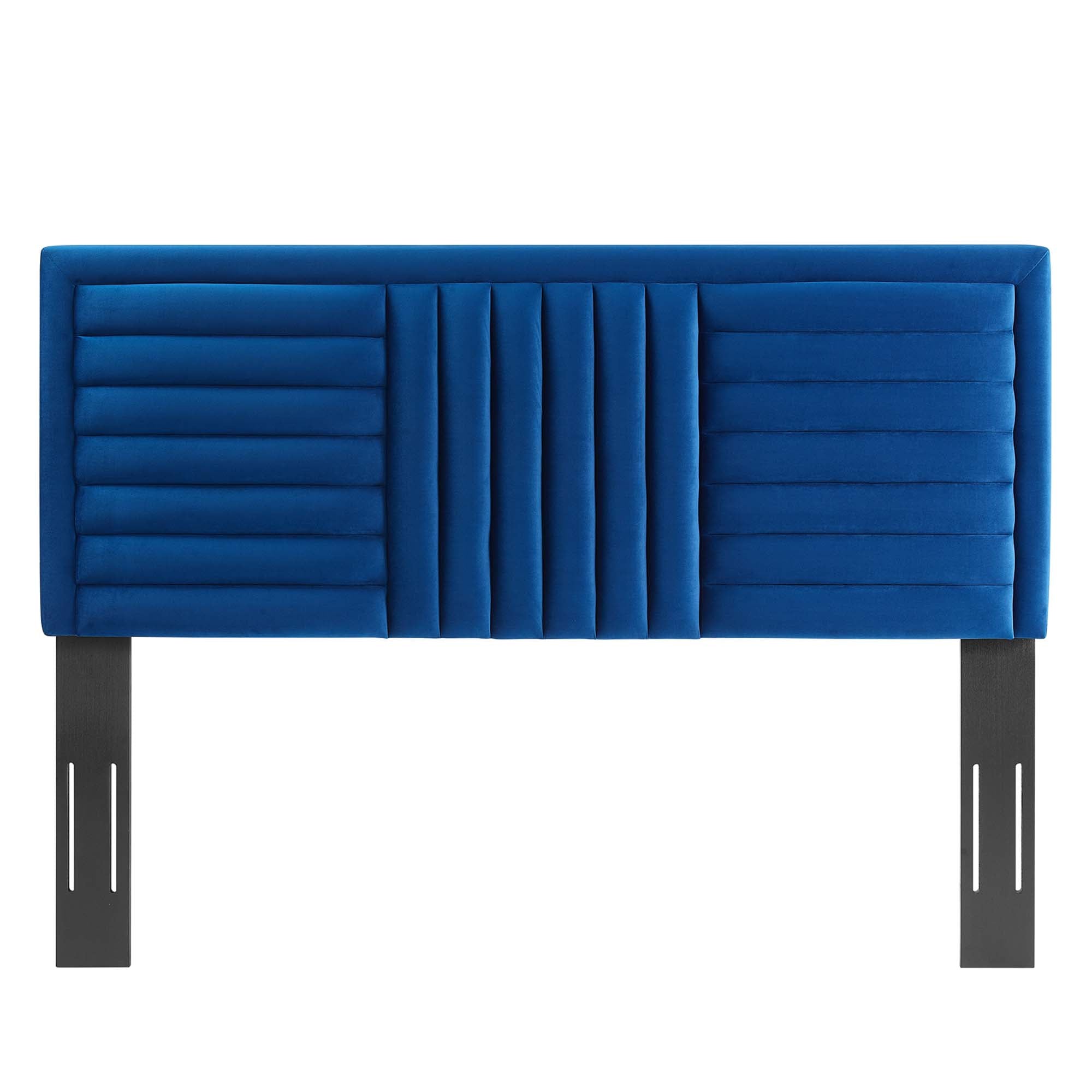 Believe Channel Tufted Performance Velvet Full/Queen Headboard, Navy