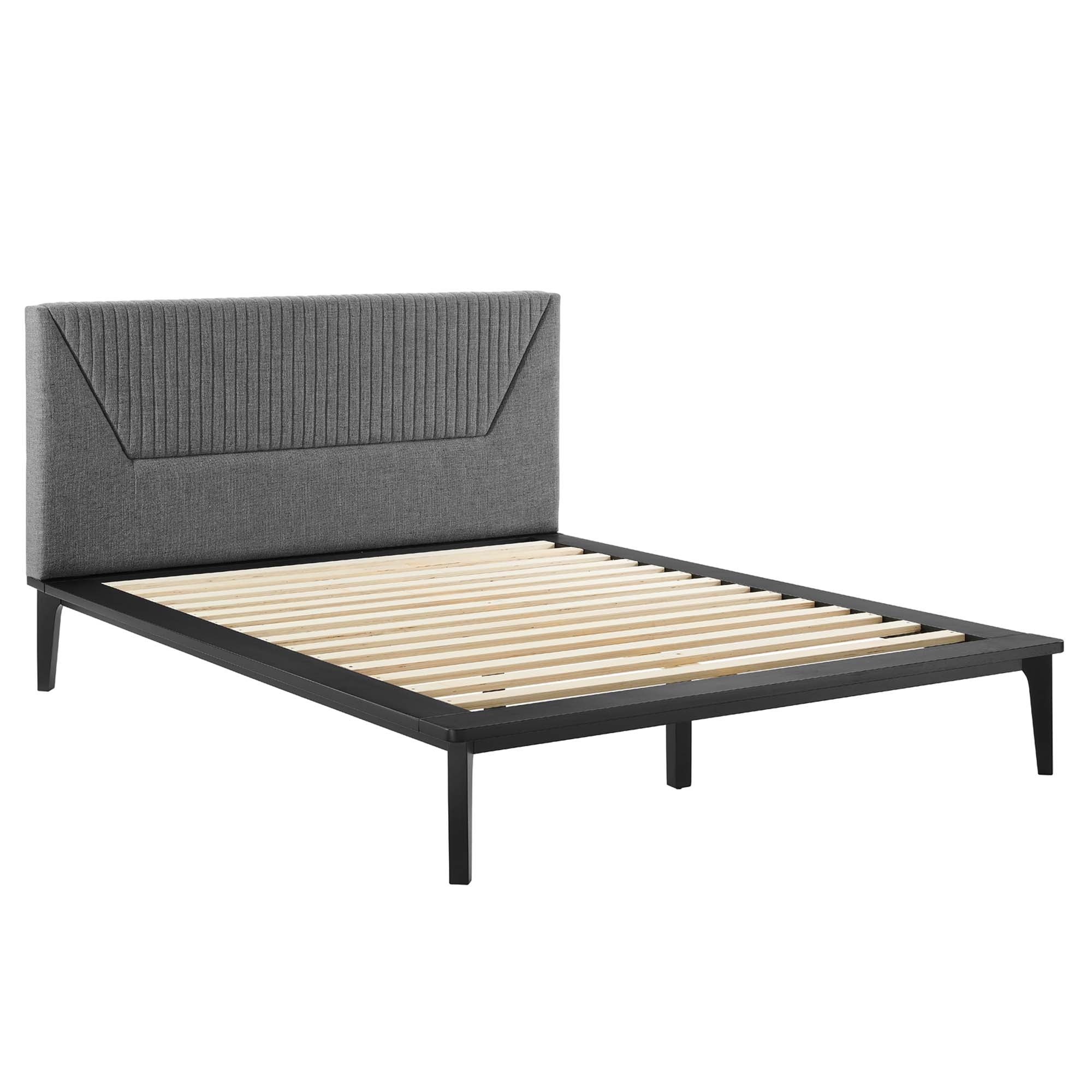 Palermo Queen Polyester Upholstered Platform Bed – Padded Headboard Design
