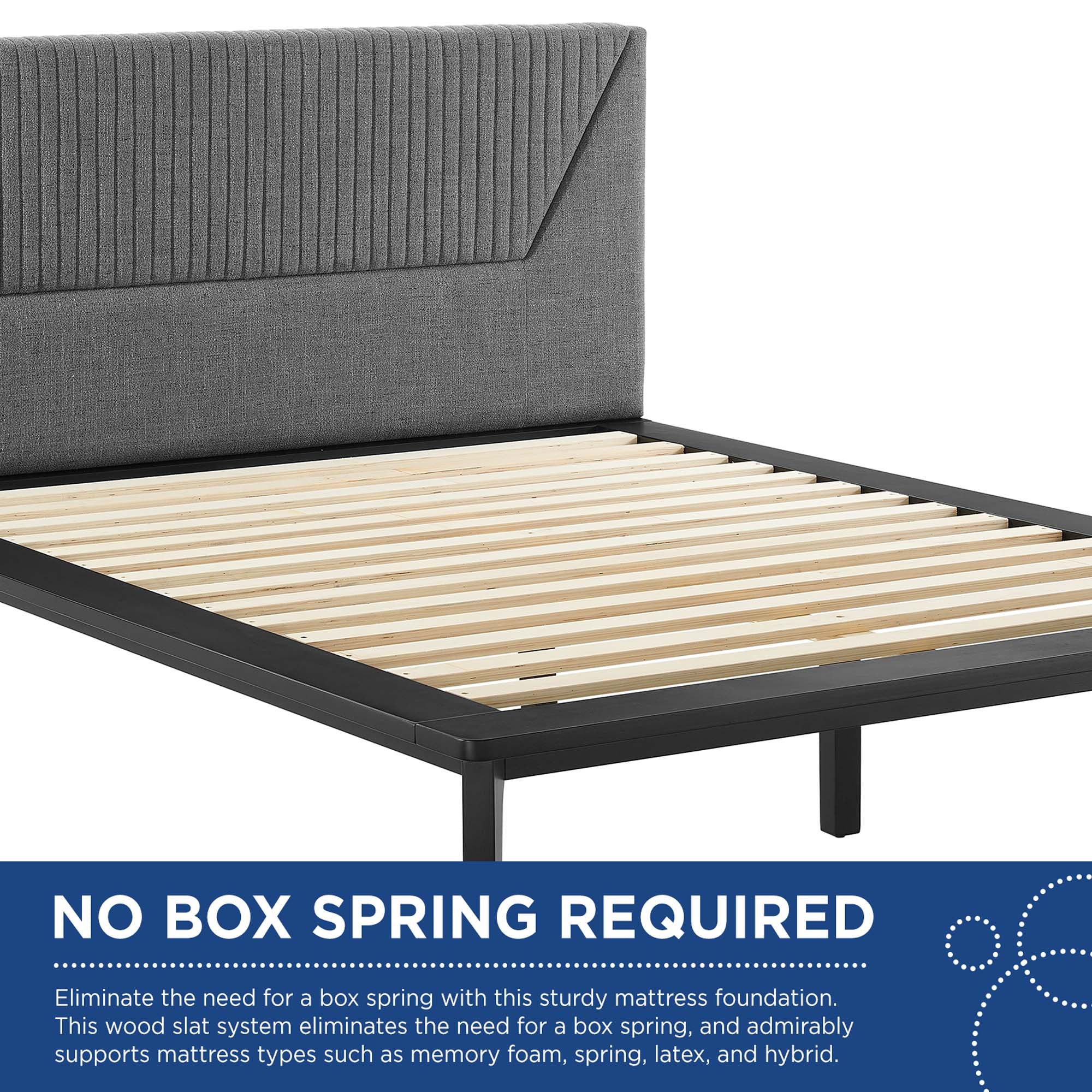 Palermo Queen Polyester Upholstered Platform Bed Padded Headboard Design