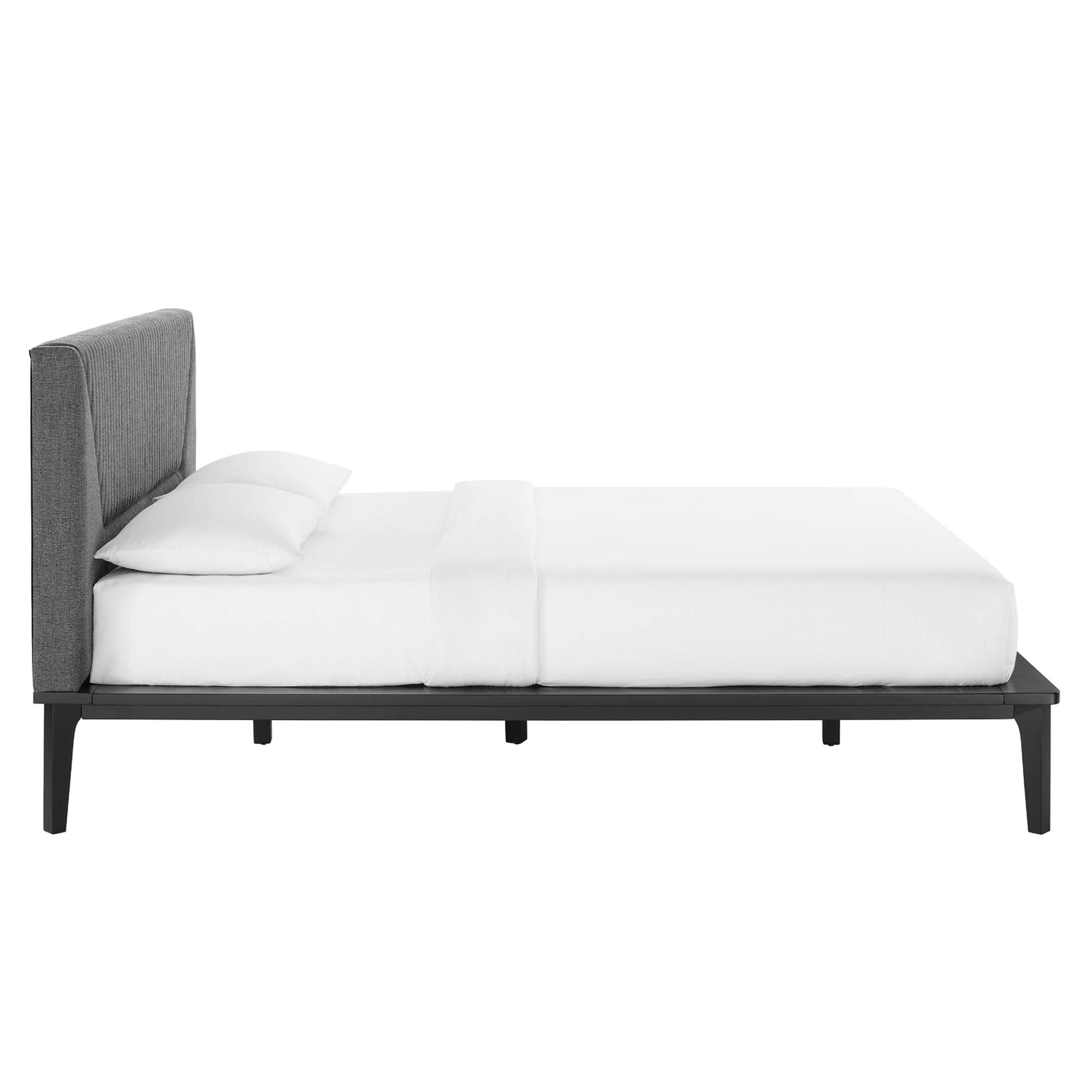 Palermo Queen Polyester Upholstered Platform Bed Padded Headboard Design