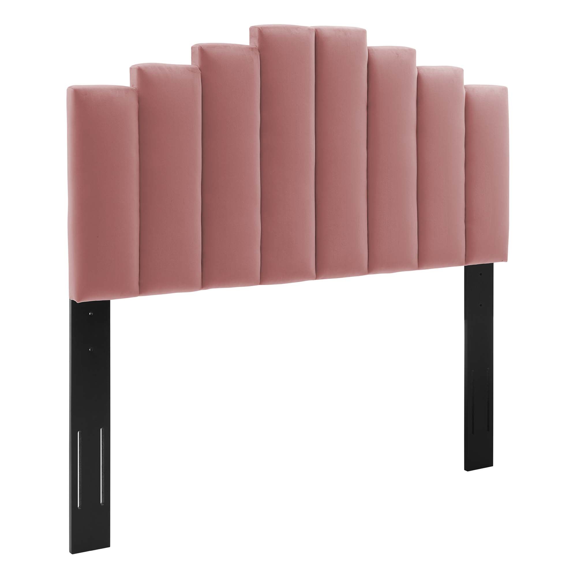 Queen Bremra Performance Velvet Platform Bed – Dusty Rose Stain-Resistant Upholstered