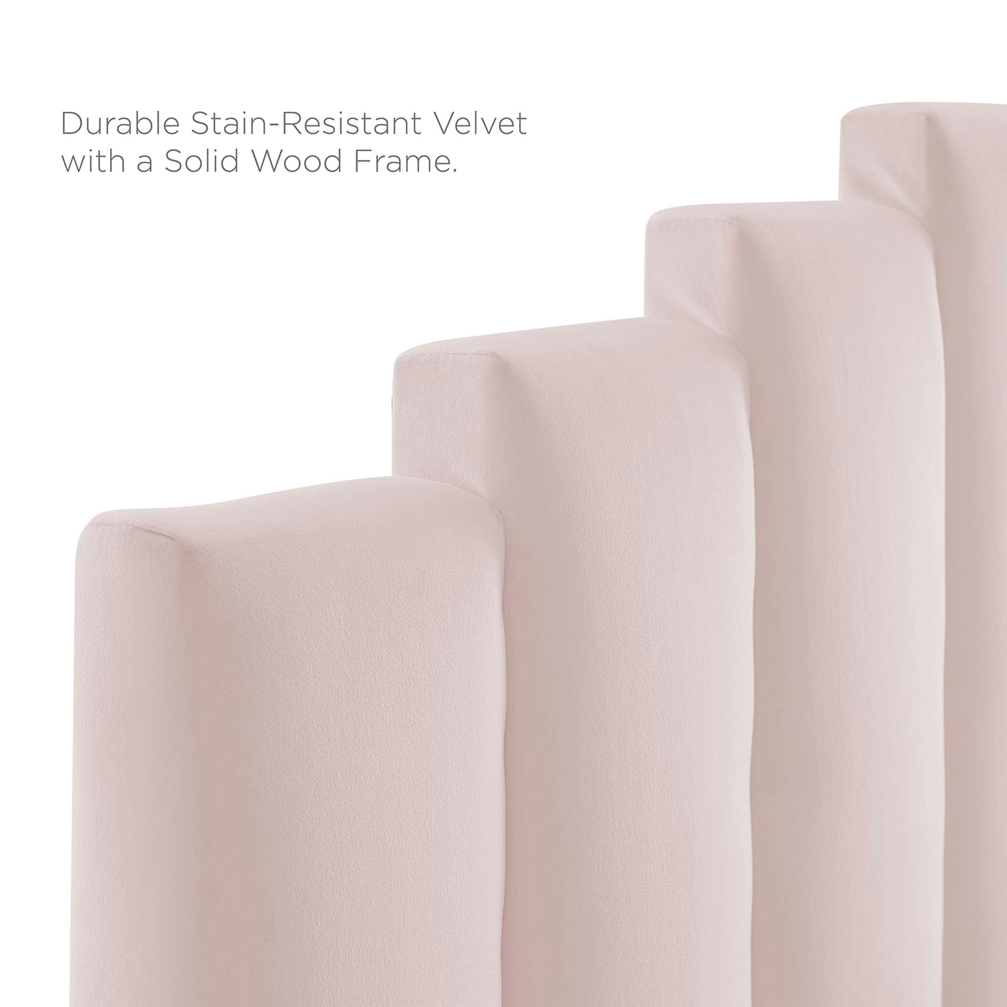 Elwyn Queen Pink Velvet Upholstered Platform Bed – Modern Channel Tufting Design