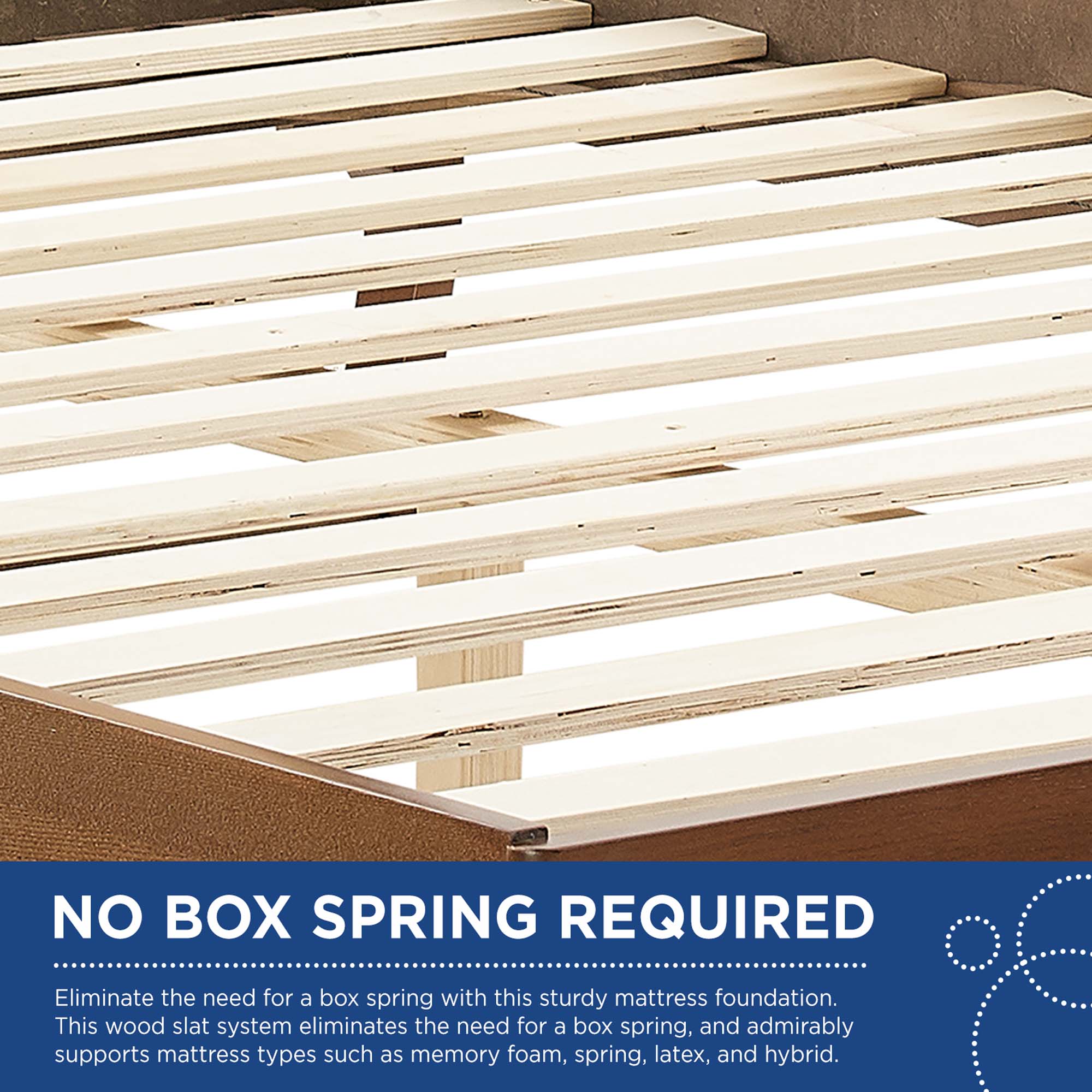 Wrenna King Rattan Wood Platform Bed – Woven Cane Headboard with Box Spring Free Design