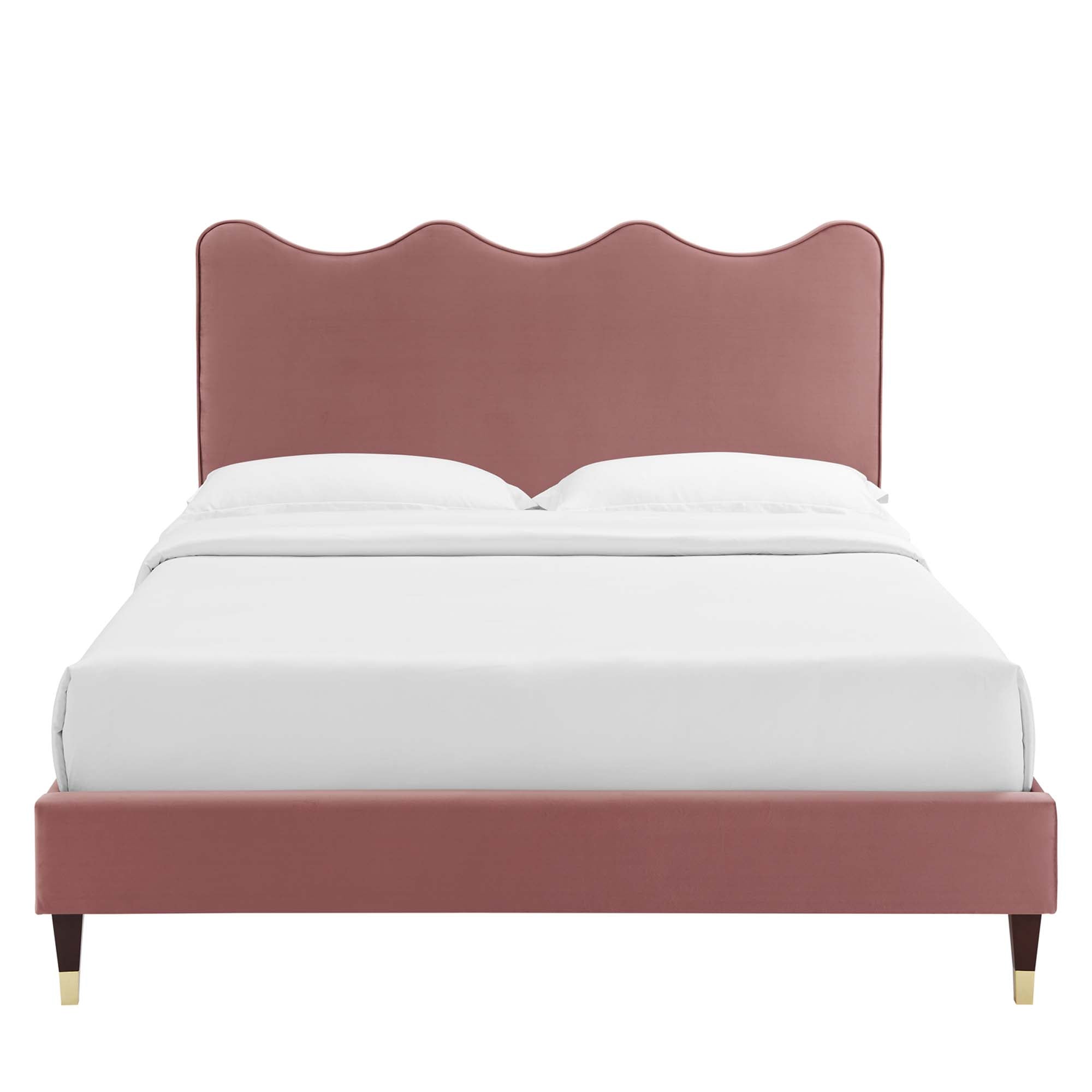 Current Performance Velvet Twin Platform Bed, Dusty Rose
