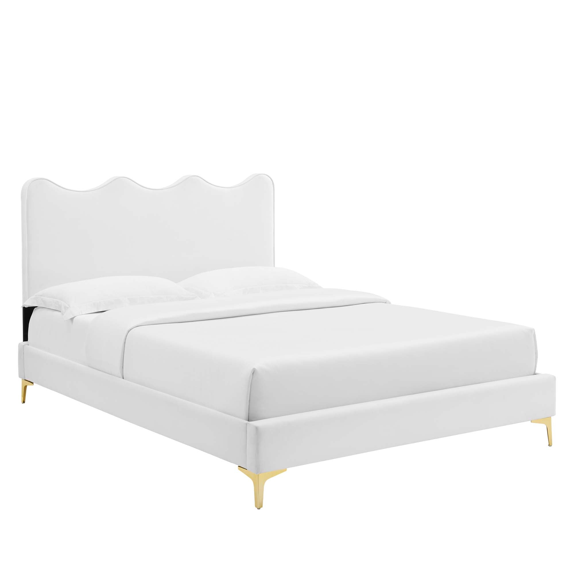 Current Performance Velvet Full Platform Bed, White