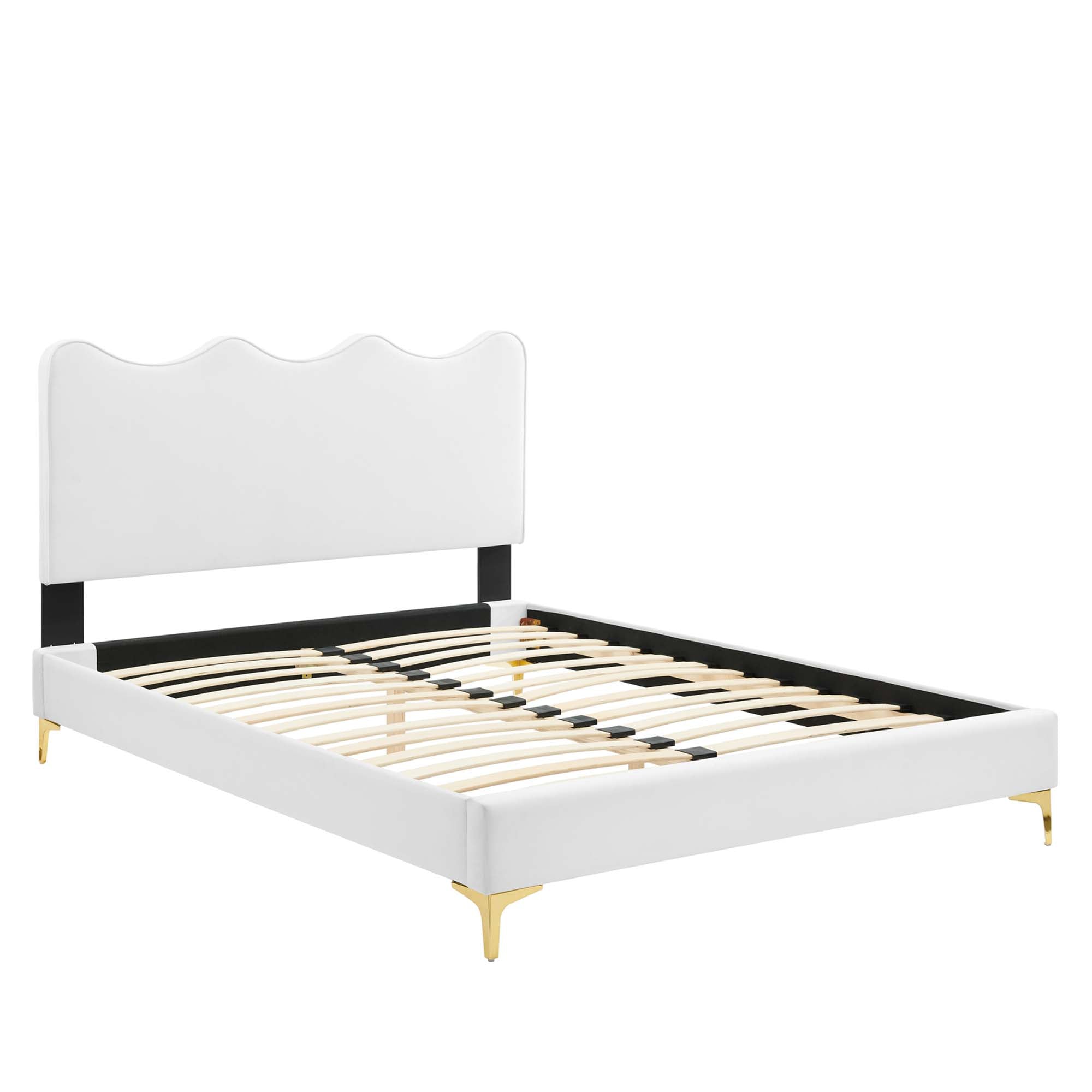 Current Performance Velvet Full Platform Bed, White