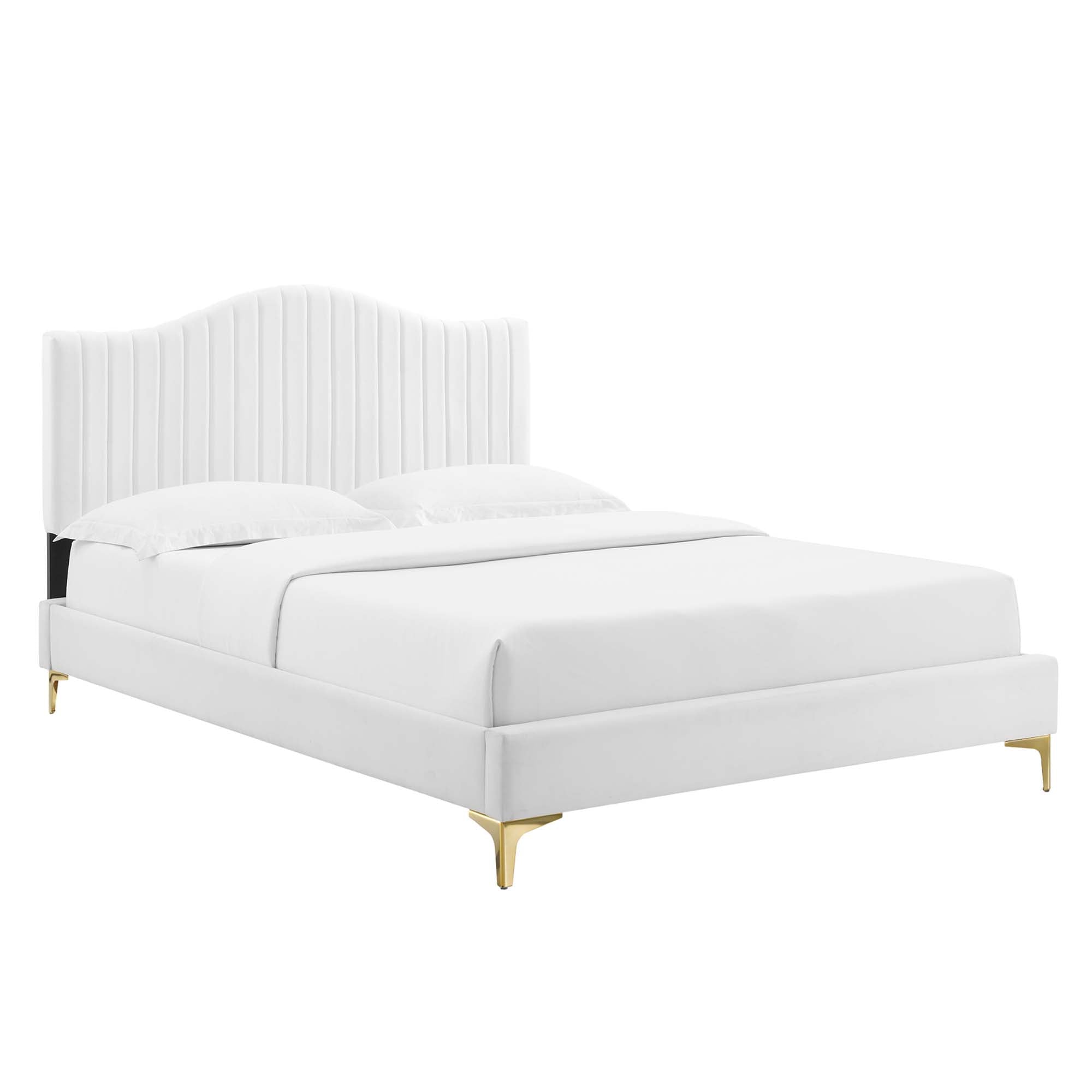 Navy Channel Tufted Wythlin Full Platform Bed – Performance Velvet Upholstered