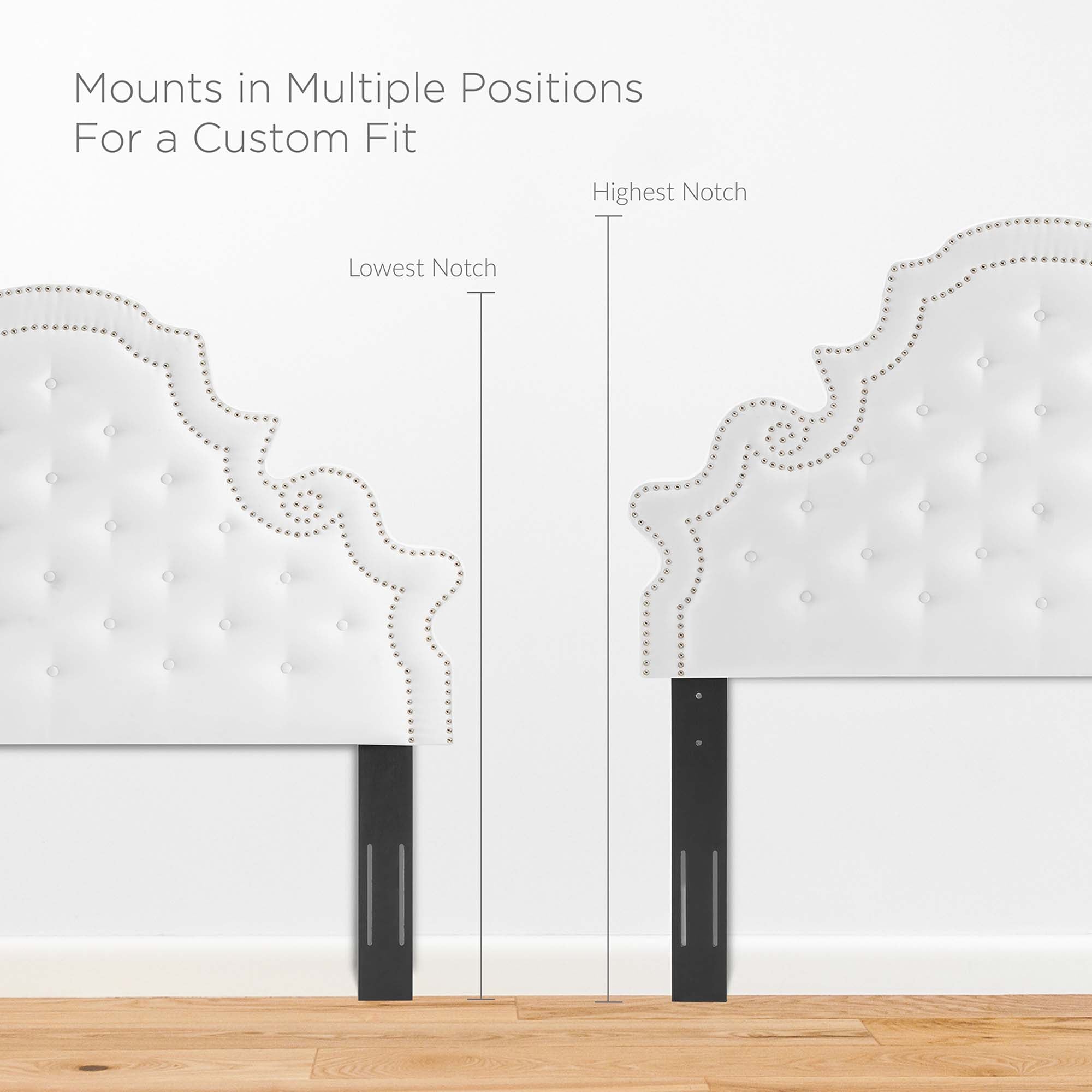 Quarren Full White Tufted Performance Velvet Platform Bed Button Tufted with Nailhead Trim