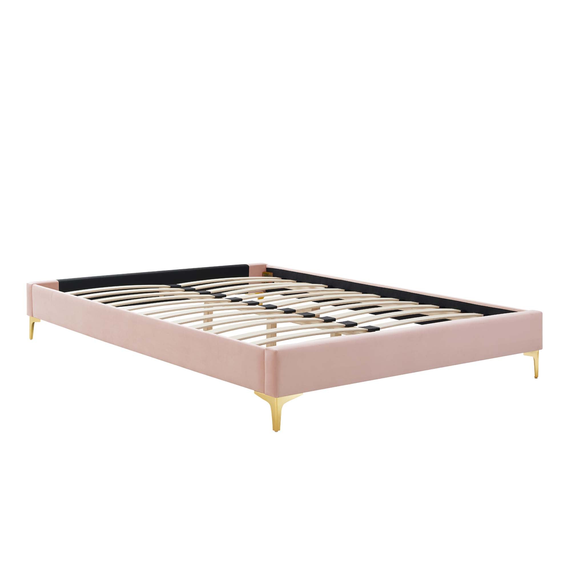 Foster Full Platform Bed with Performance Velvet Button Tufting & Nailhead Trim