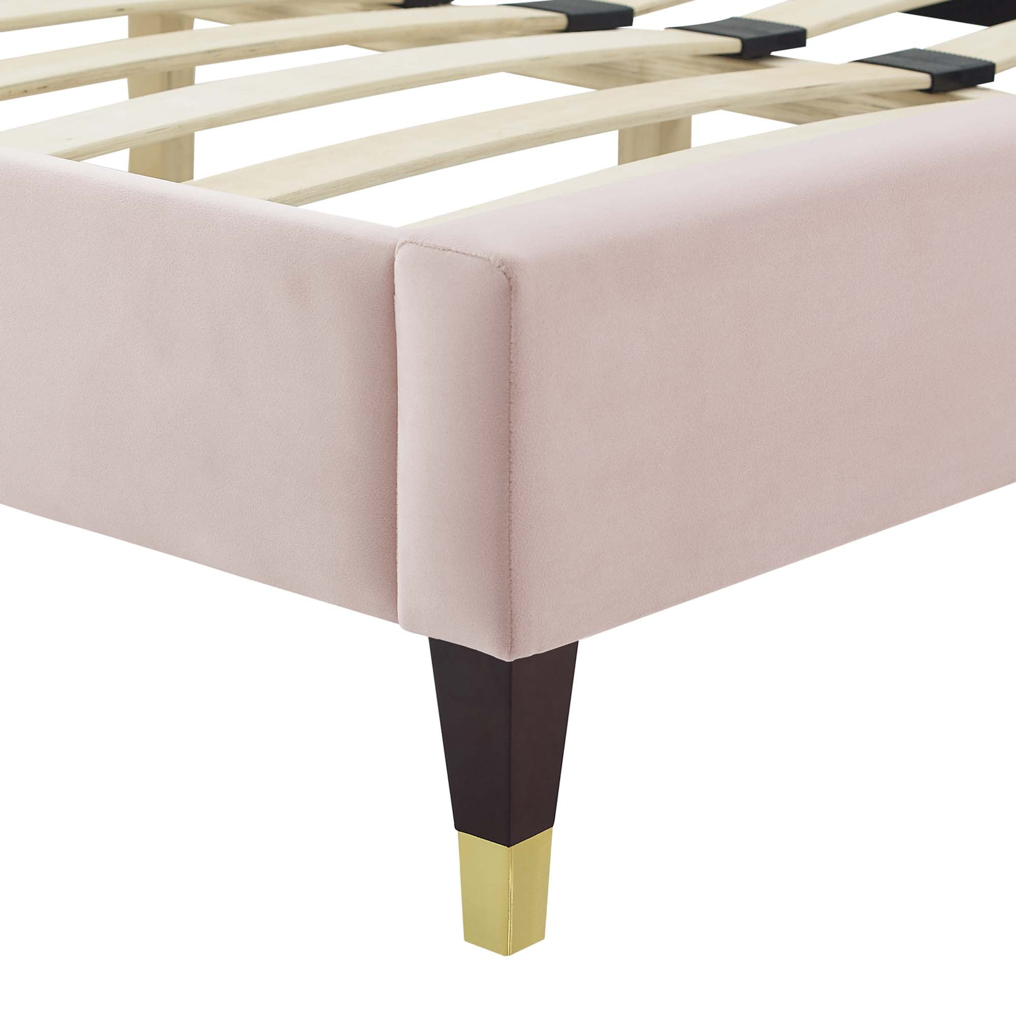 Macon Pink King Platform Bed Frame – Tufted Performance Velvet No Box Spring Required