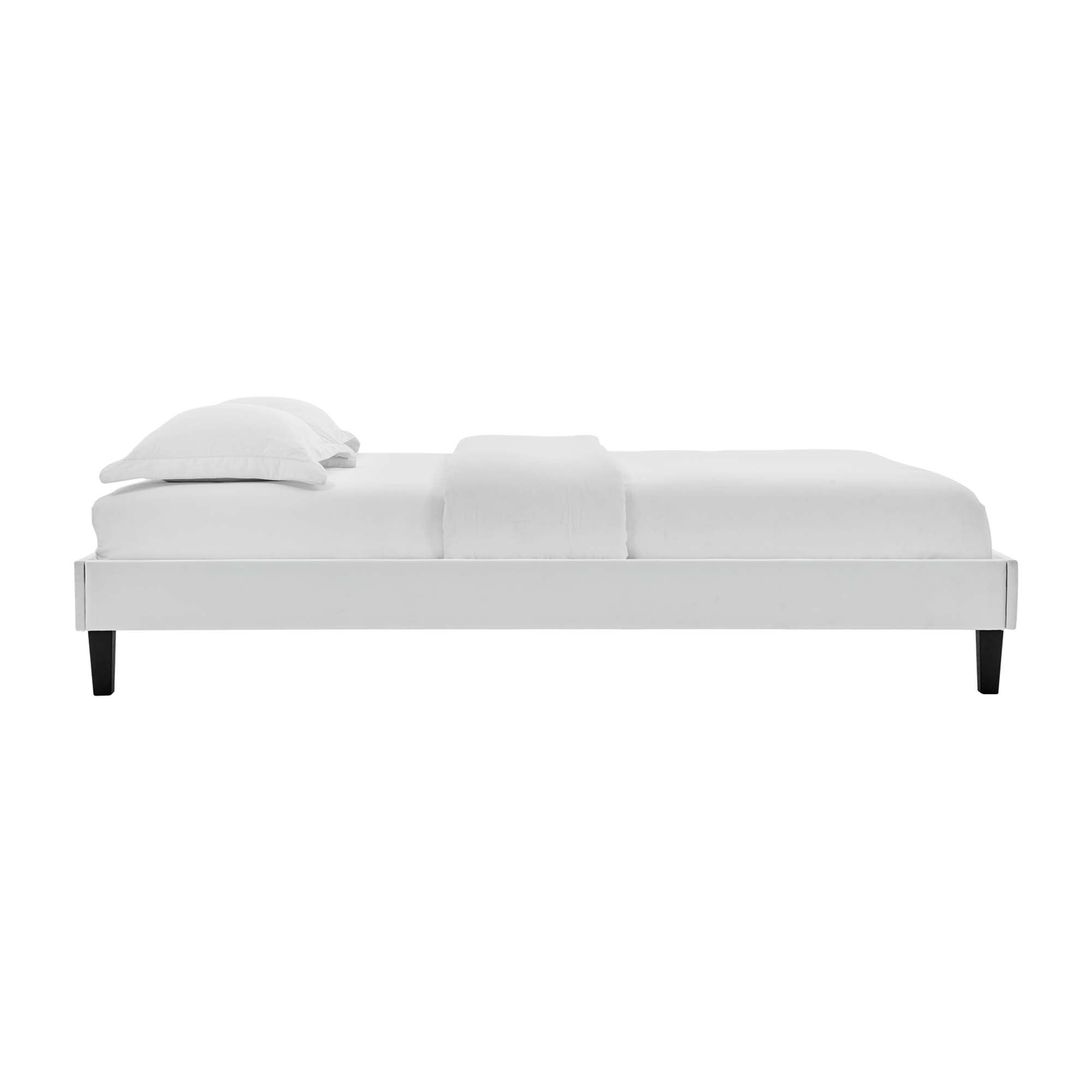 Theo King Performance Velvet Platform Bed Tufted Upholstered with Nailhead Trim