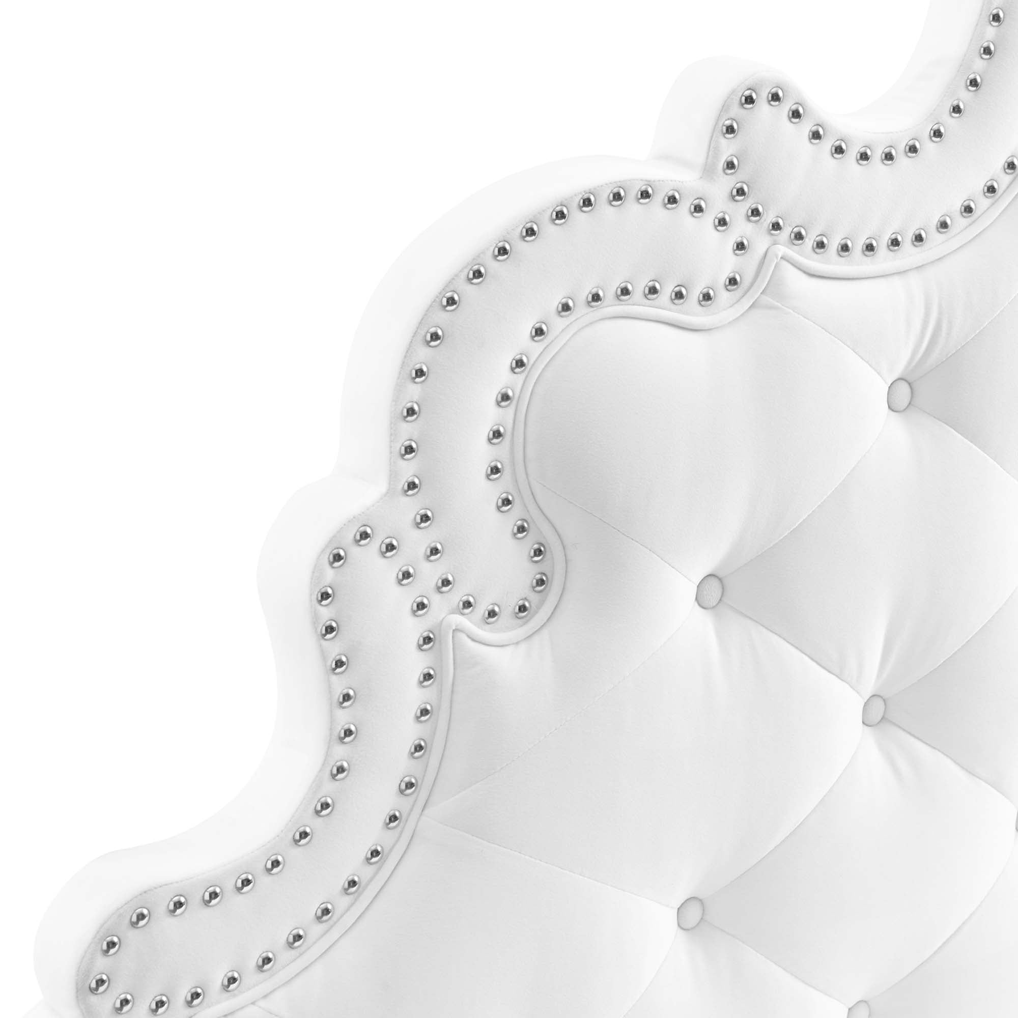 Sailor Twin Performance Velvet Platform Bed – White Button-Tufted Victorian Headboard