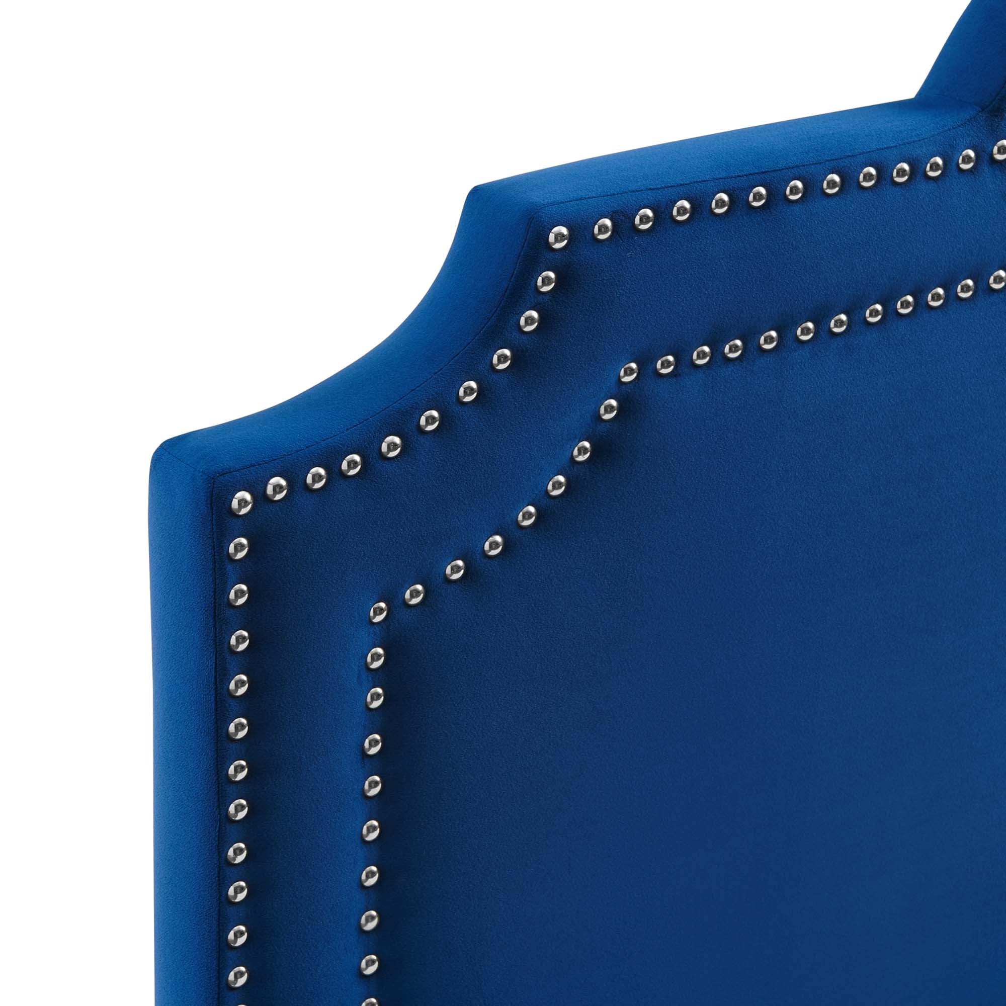 Emerson Queen Navy Velvet Platform Bed – Upholstered Bed Frame