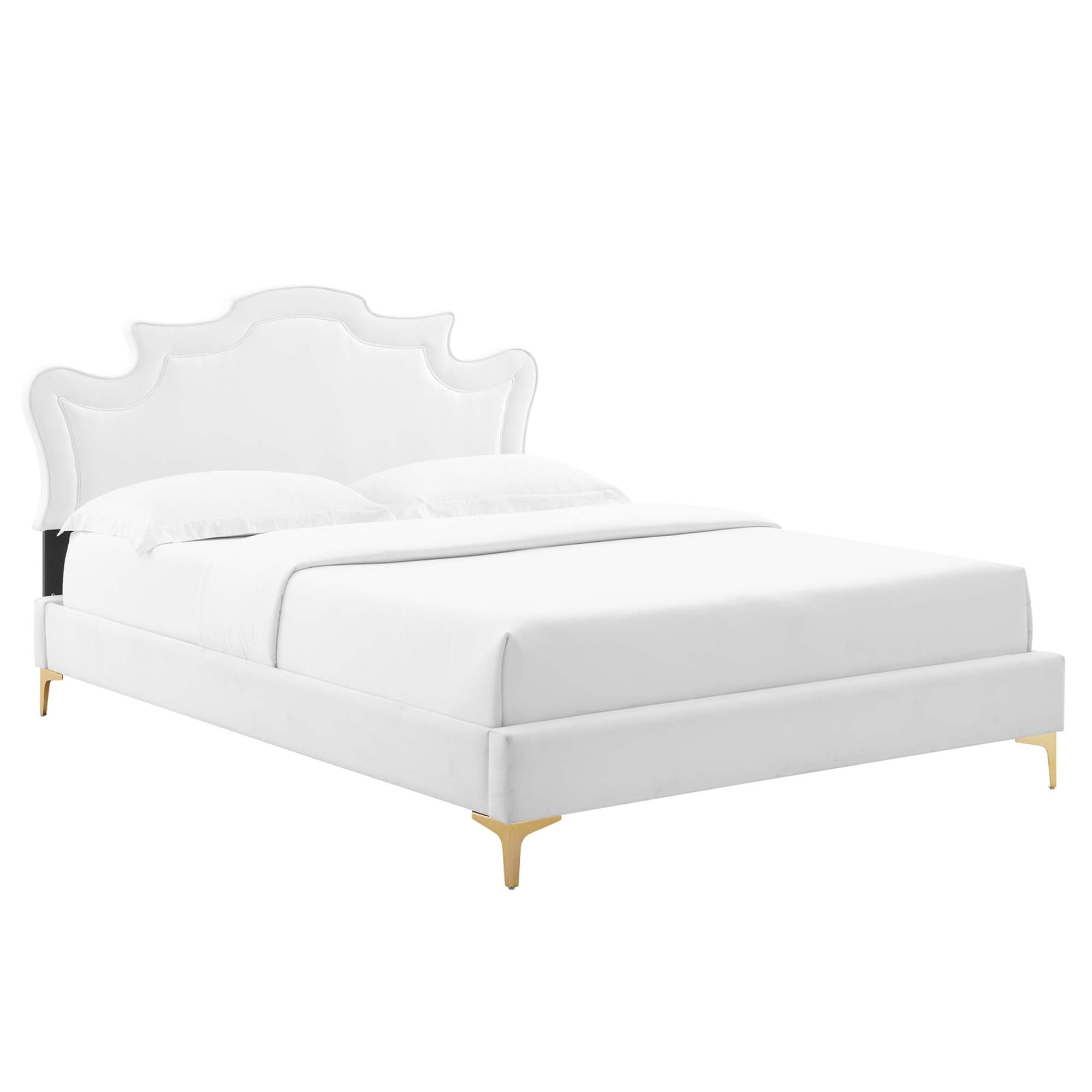 Pristine Performance Velvet King Platform Bed Navy – Victorian Headboard