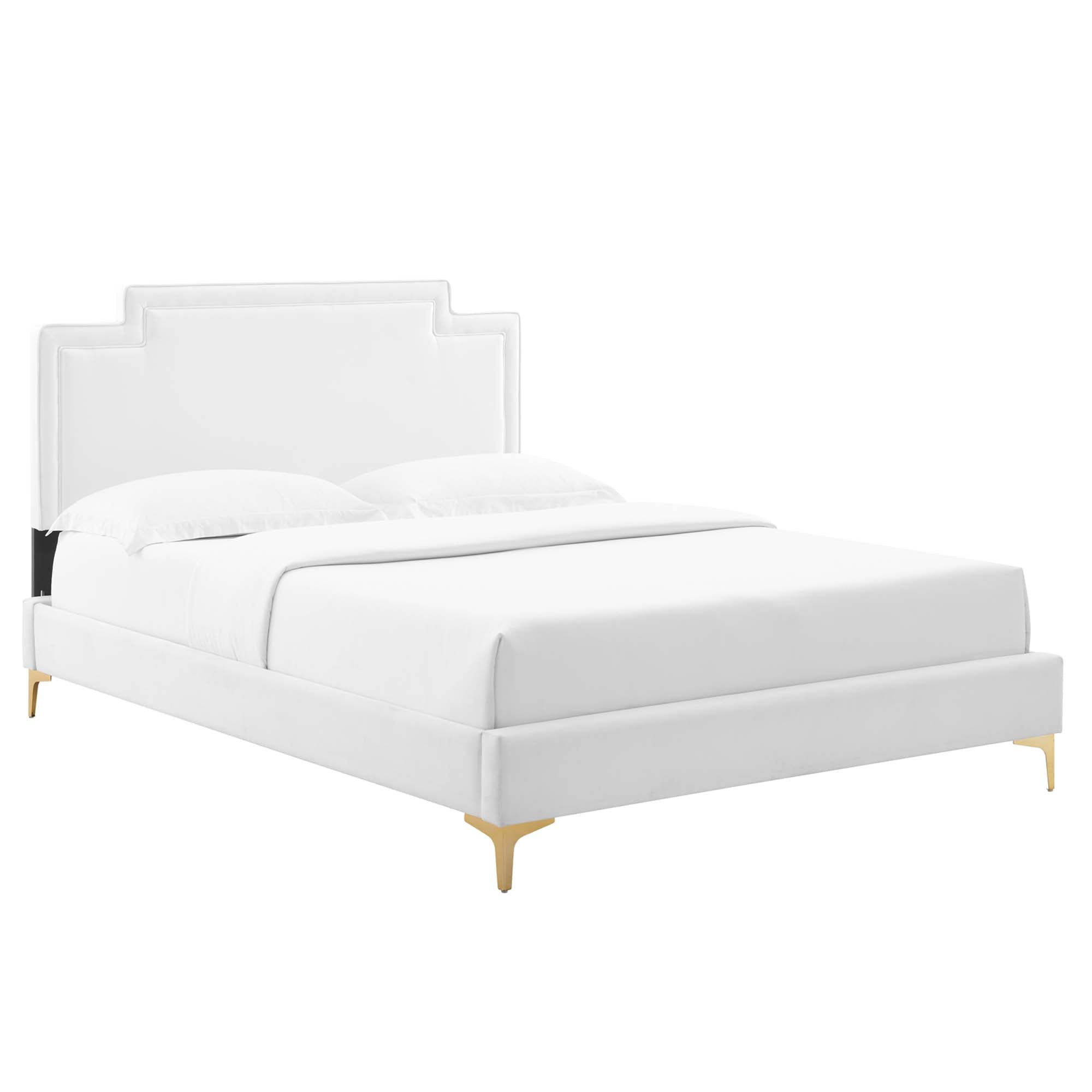 Amplify Navy Performance Velvet King Bed – Modern Glam with Channel Tufting