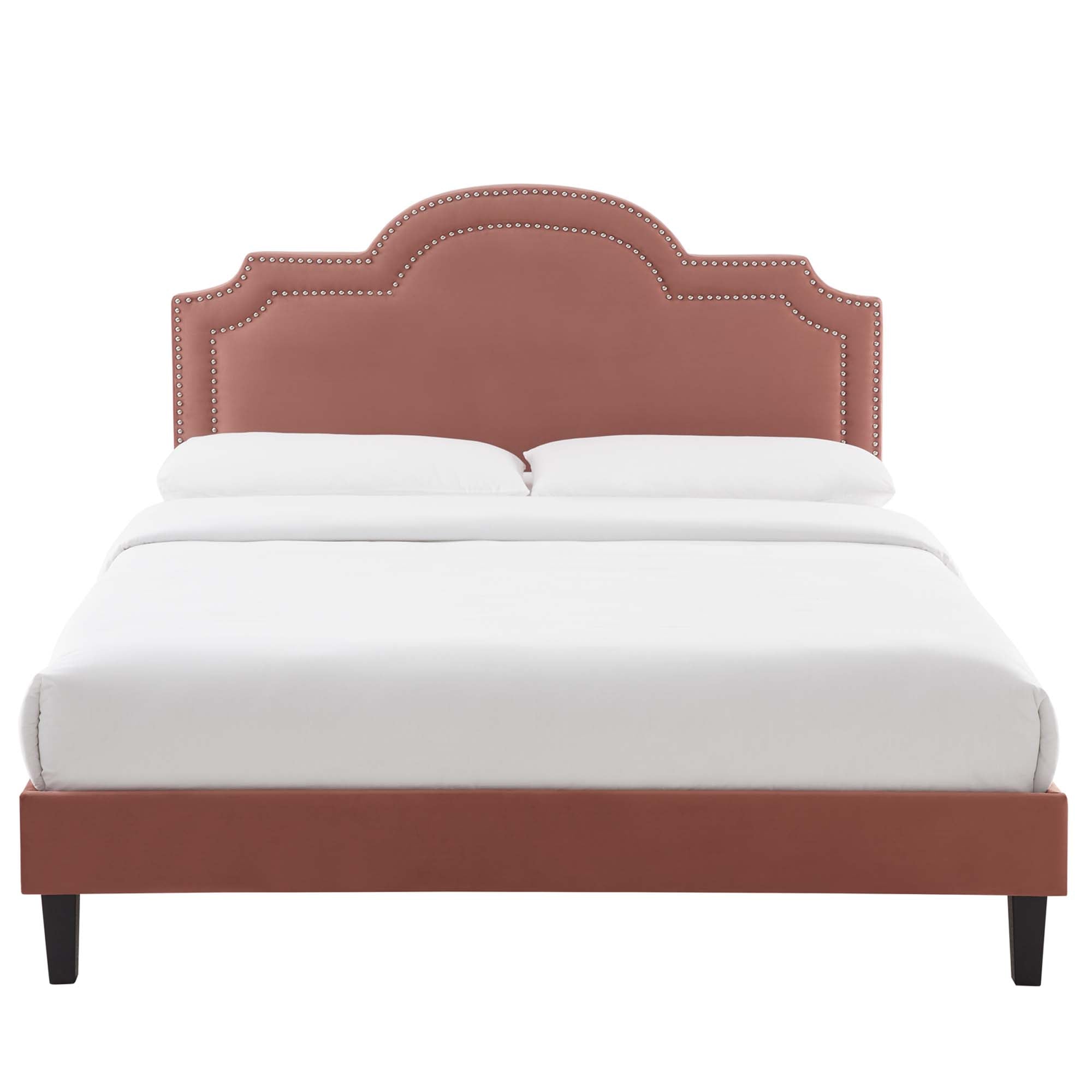 Sornis Performance Velvet King Platform Bed Frame Dusty Rose MDF Construction