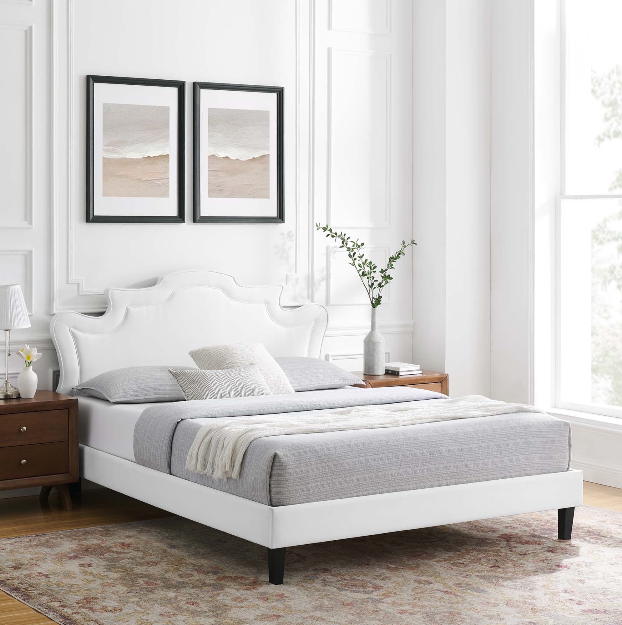 Virtue Victorian King Performance Velvet Bed – Luxury Upholstered Platform Frame