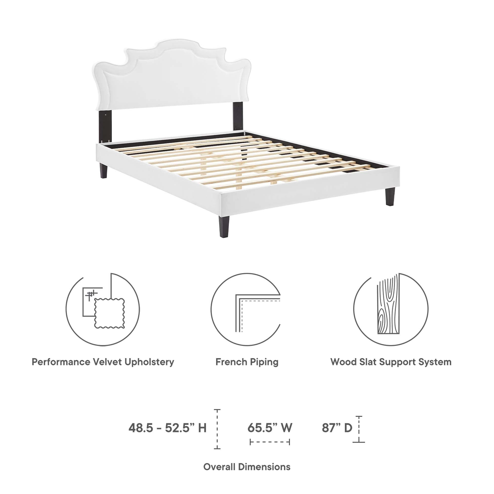 Virtue Victorian King Performance Velvet Bed – Luxury Upholstered Platform Frame