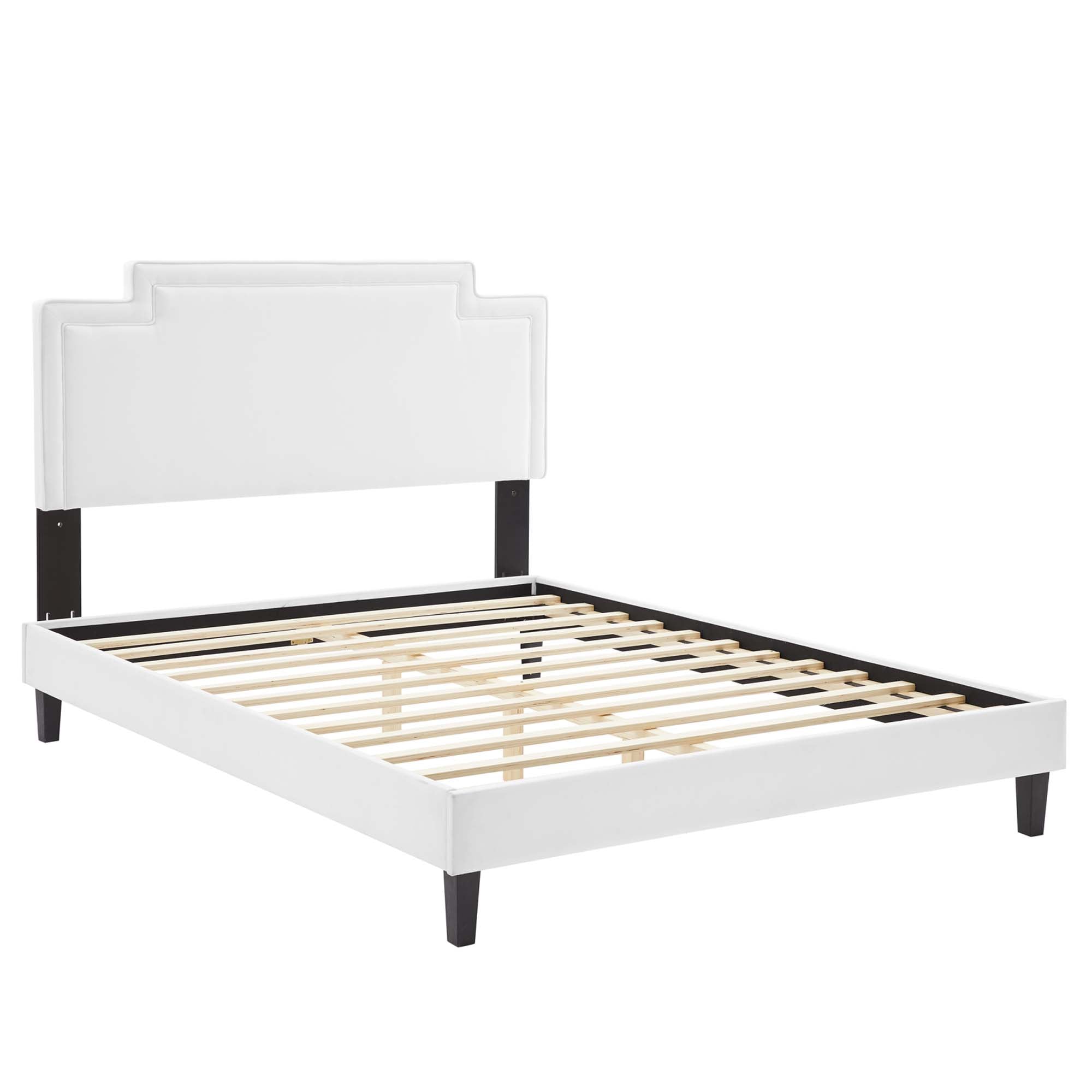 Palette White Performance Velvet King Bed – Modern Glam Upholstered Frame