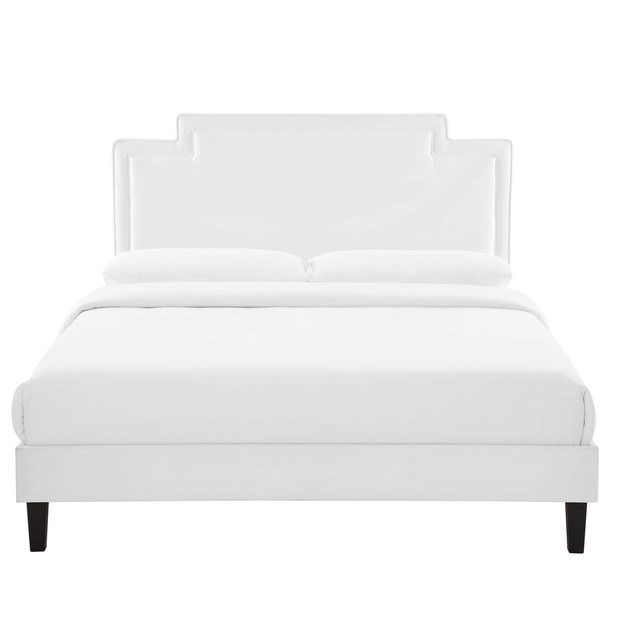 Palette White Performance Velvet King Bed – Modern Glam Upholstered Frame