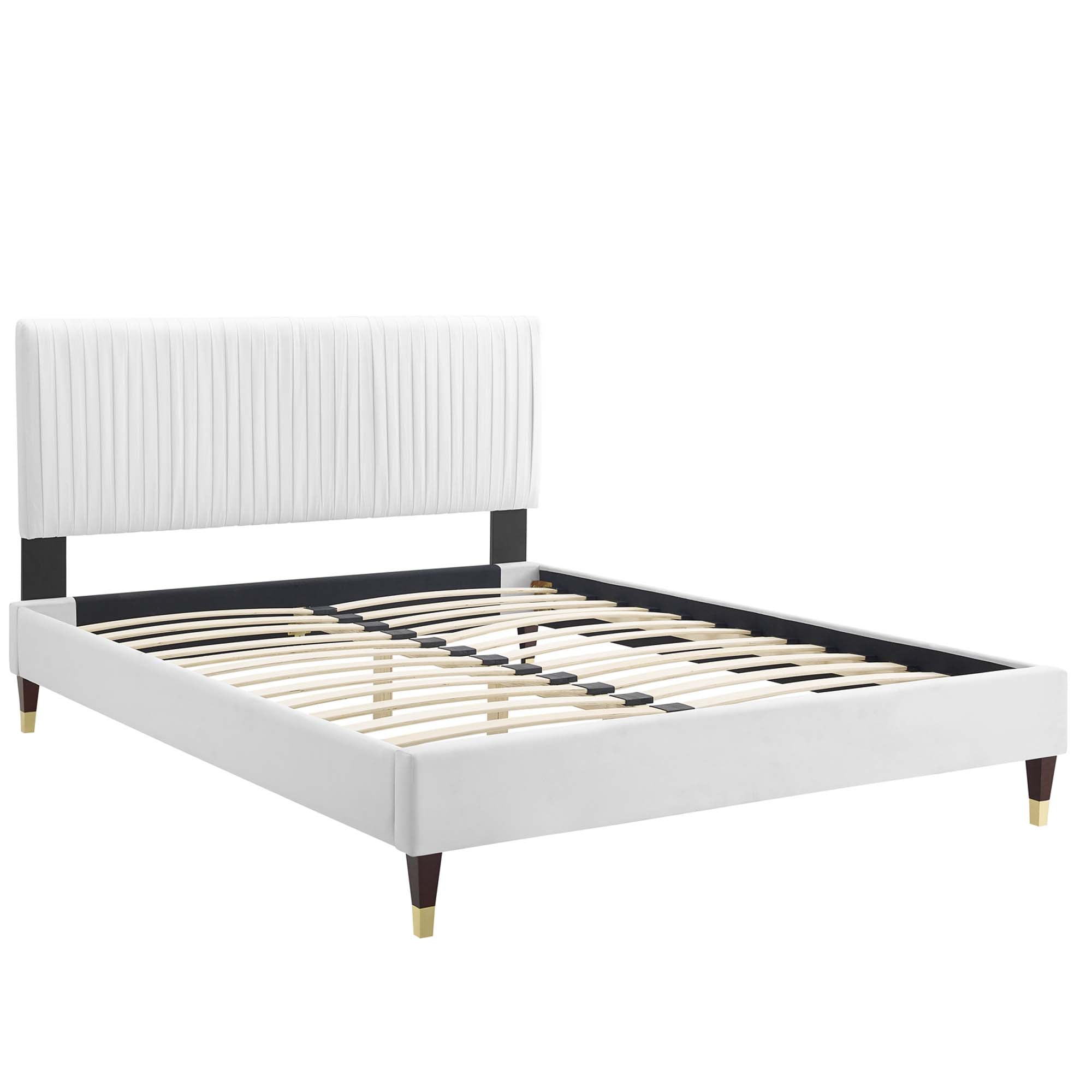 Peyton White Performance Velvet Twin Platform Bed