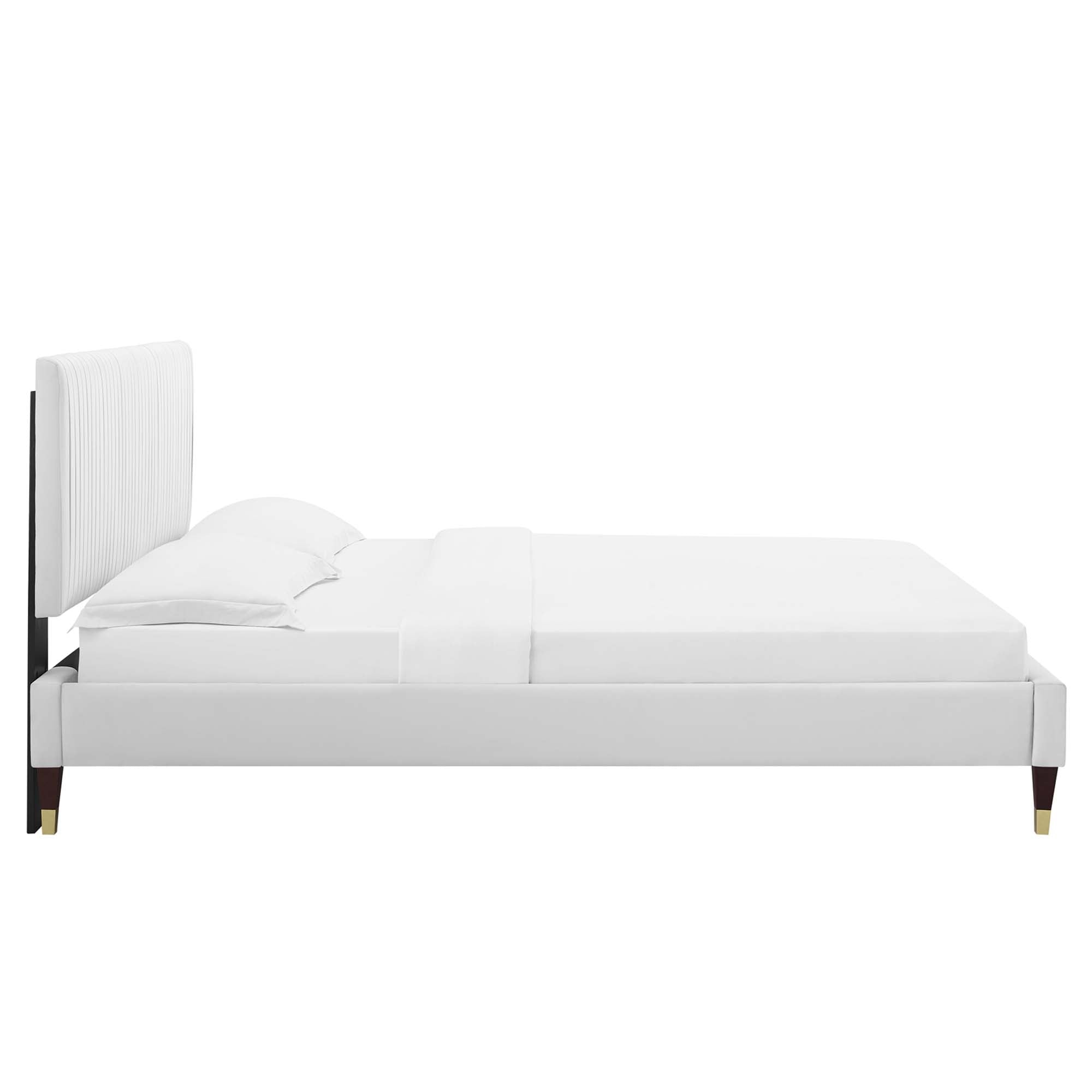 Peyton White Performance Velvet Twin Platform Bed
