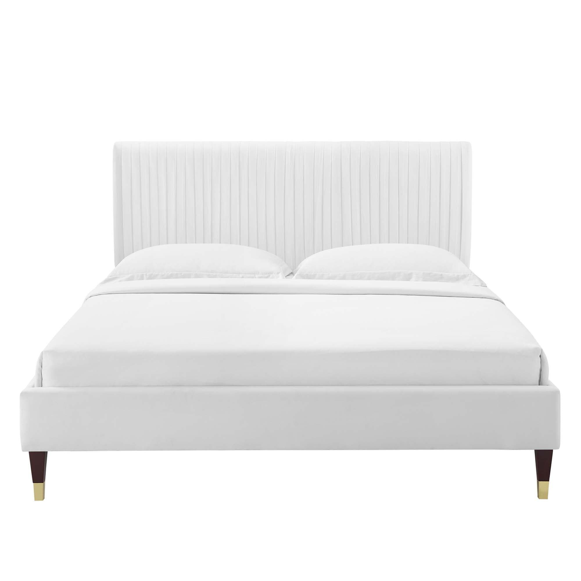 Peyton White Performance Velvet Twin Platform Bed