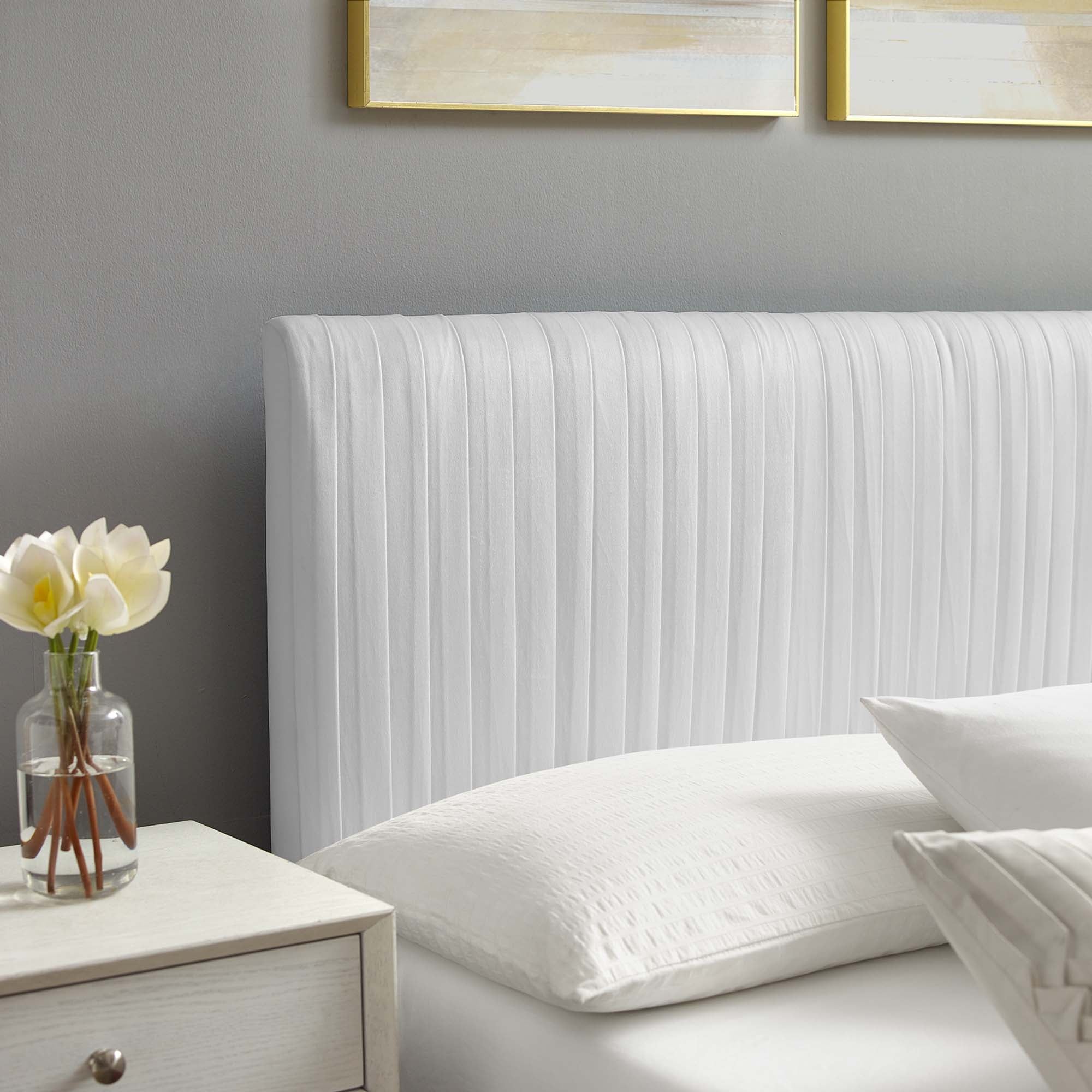 Peyton White Performance Velvet Full Platform Bed