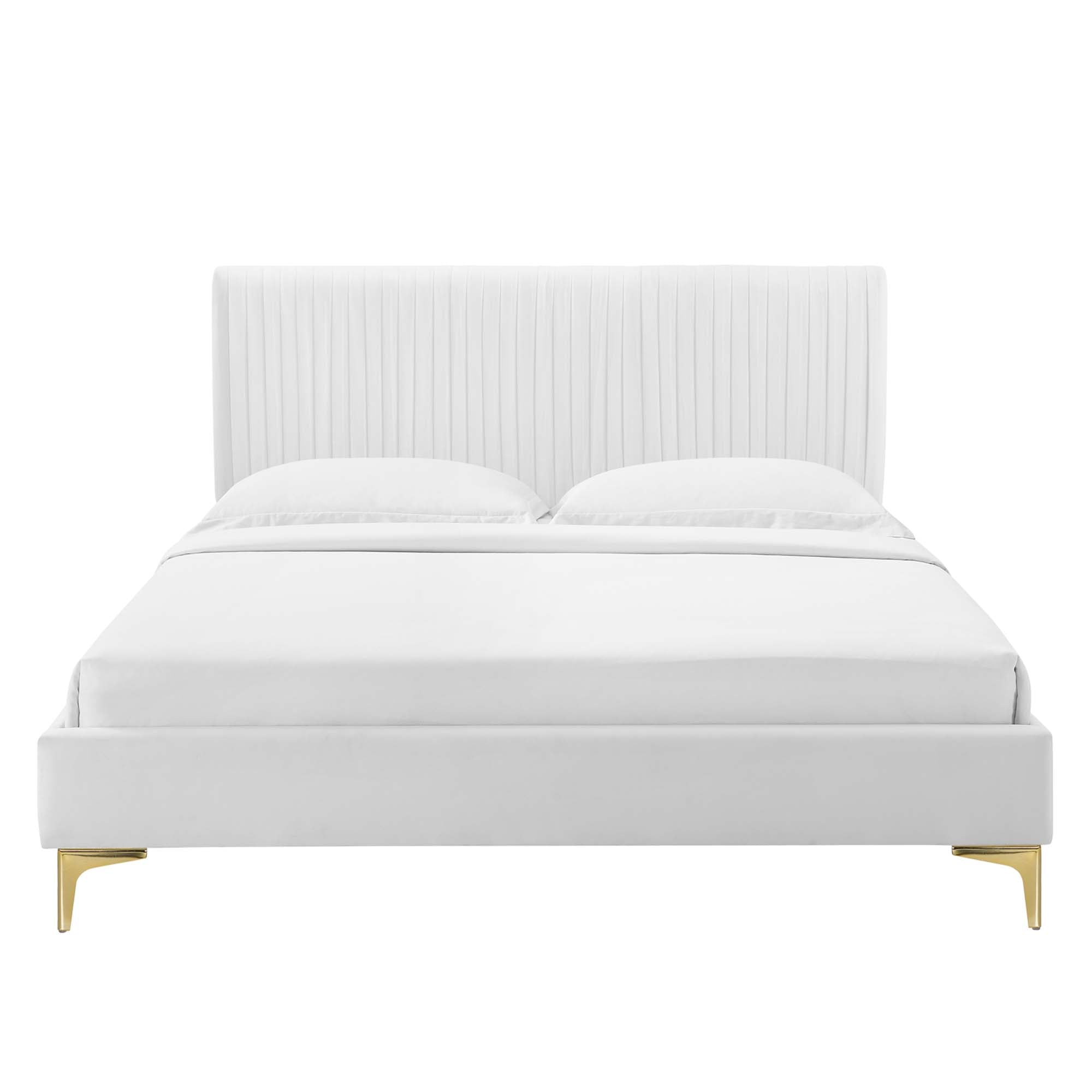Peyton White Performance Velvet Full Platform Bed