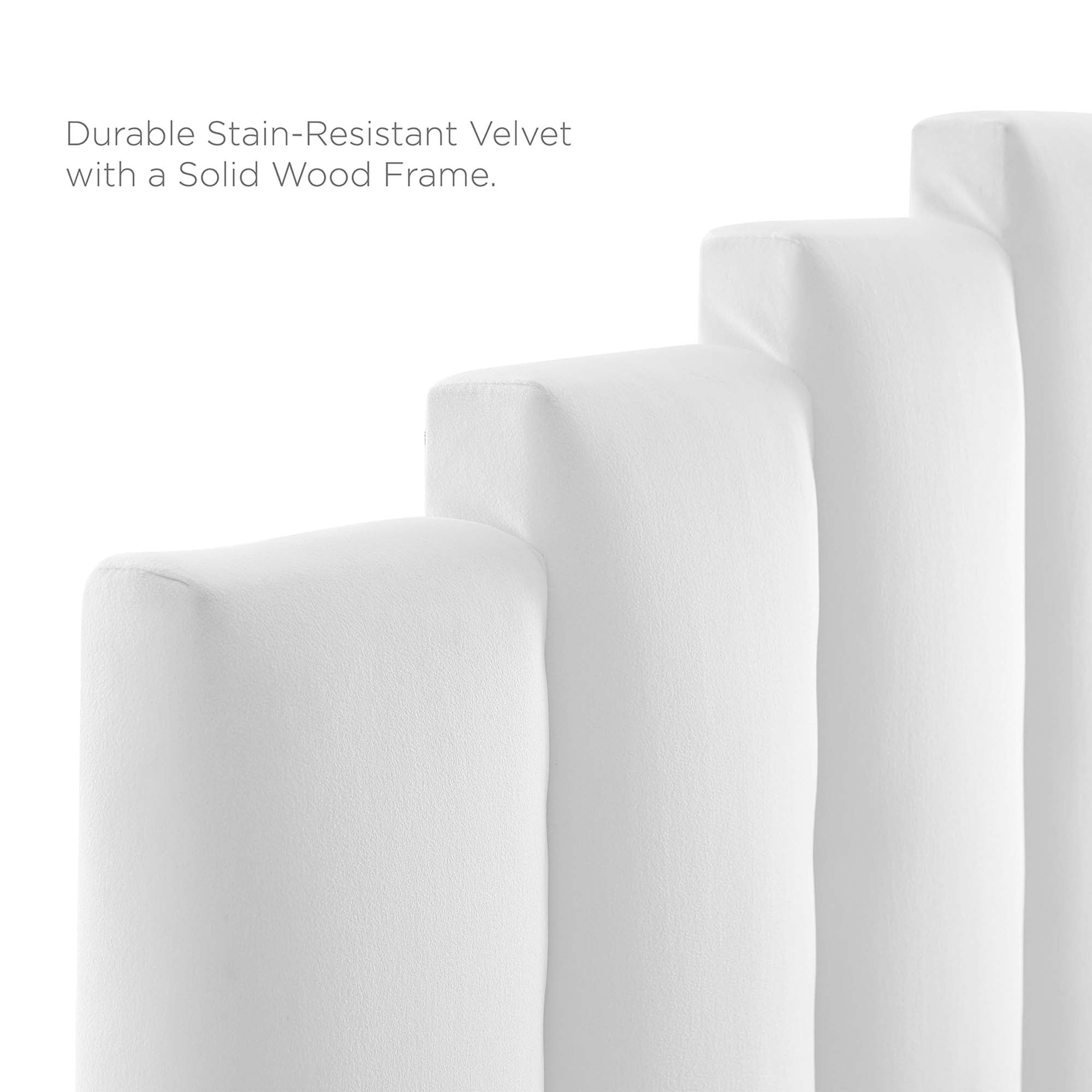 Albris White King Performance Velvet Platform Bed – Channel Tufted