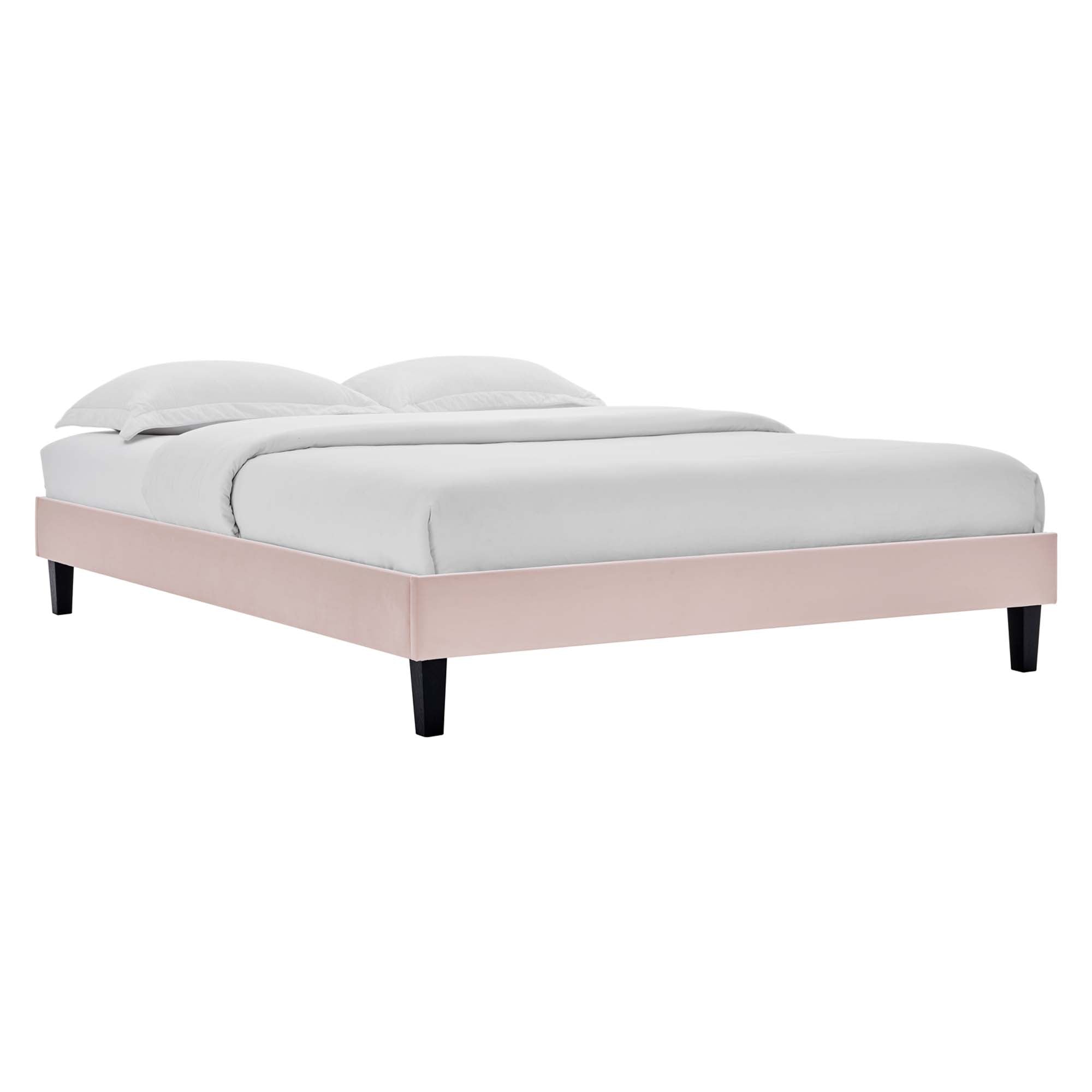 Belvor Performance Velvet Full Platform Bed Pink – Arched Channel Tufted Design