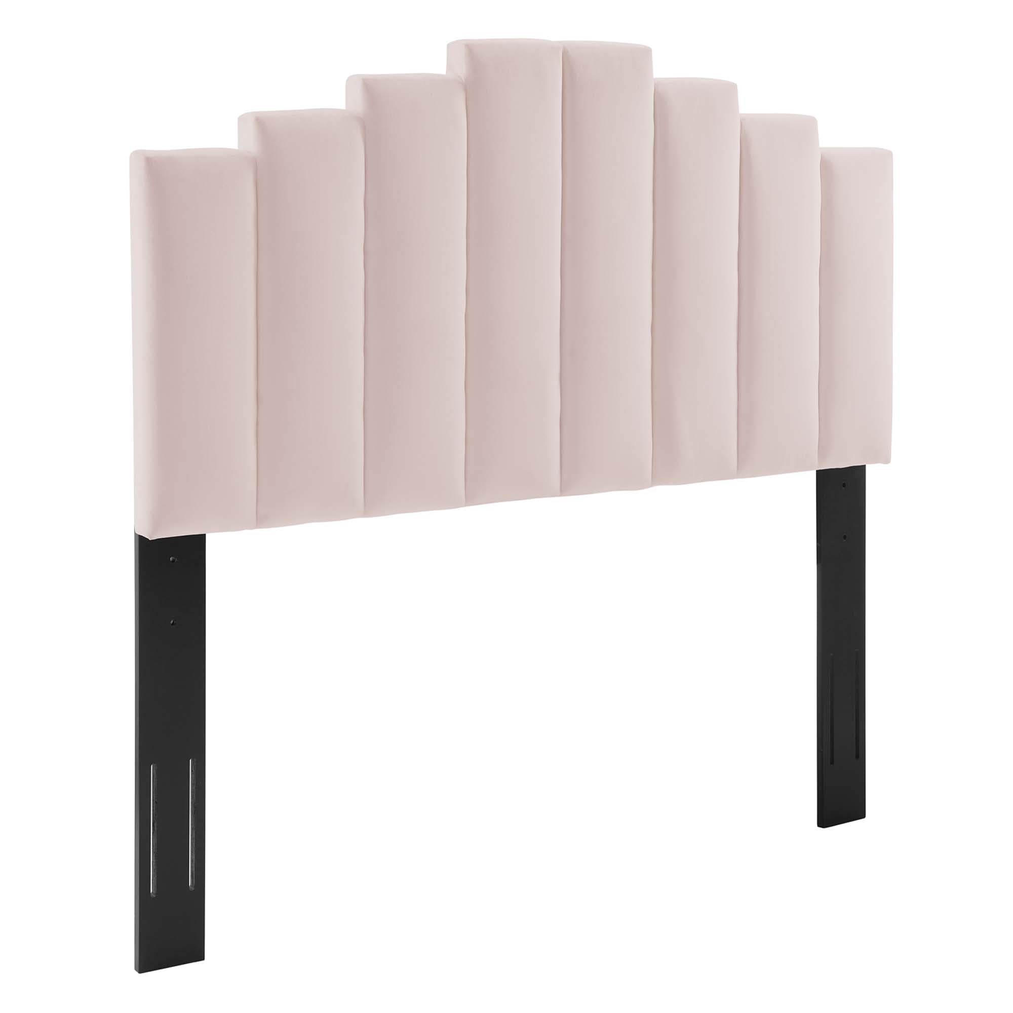 Belvor Performance Velvet Full Platform Bed Pink – Arched Channel Tufted Design