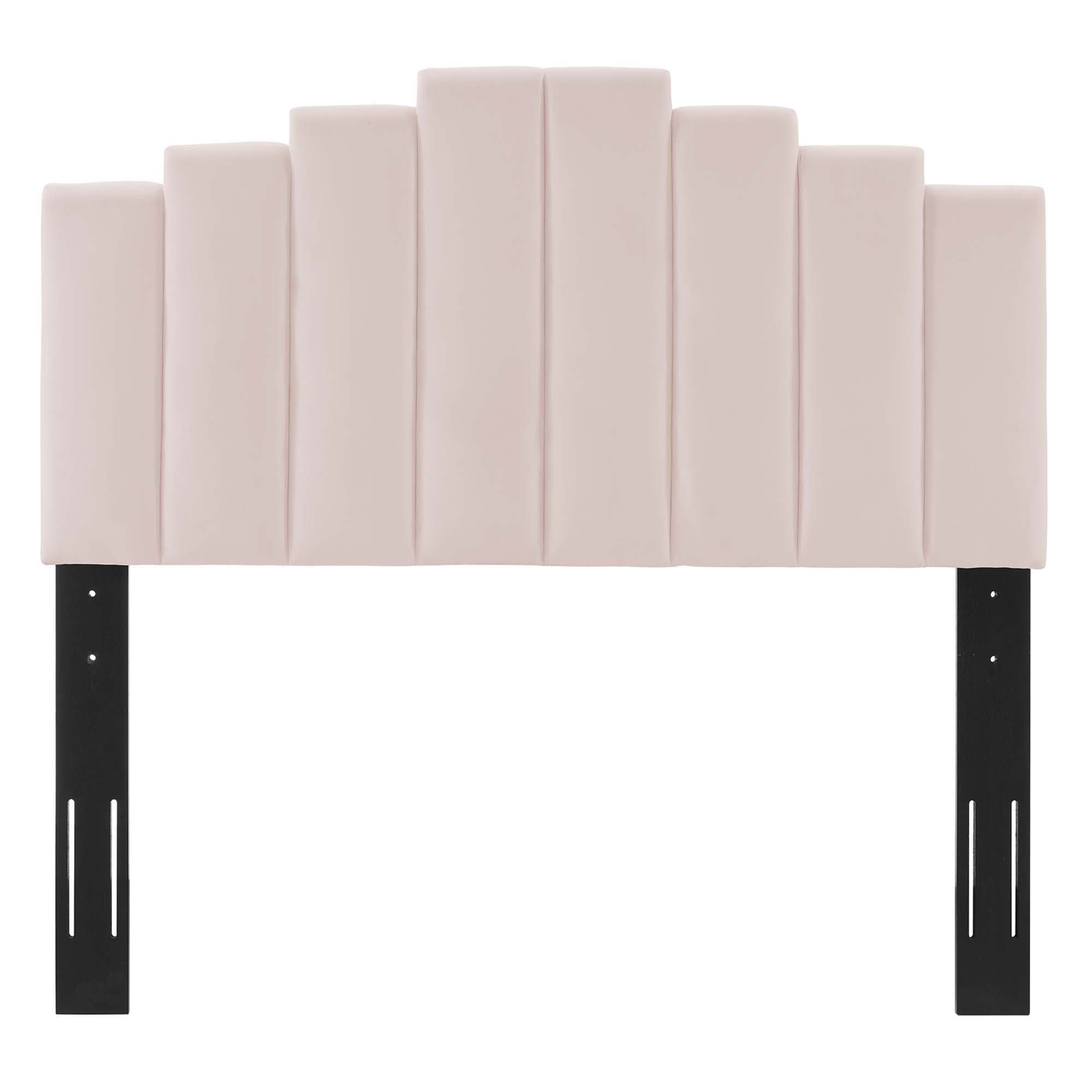 Belvor Performance Velvet Full Platform Bed Pink – Arched Channel Tufted Design