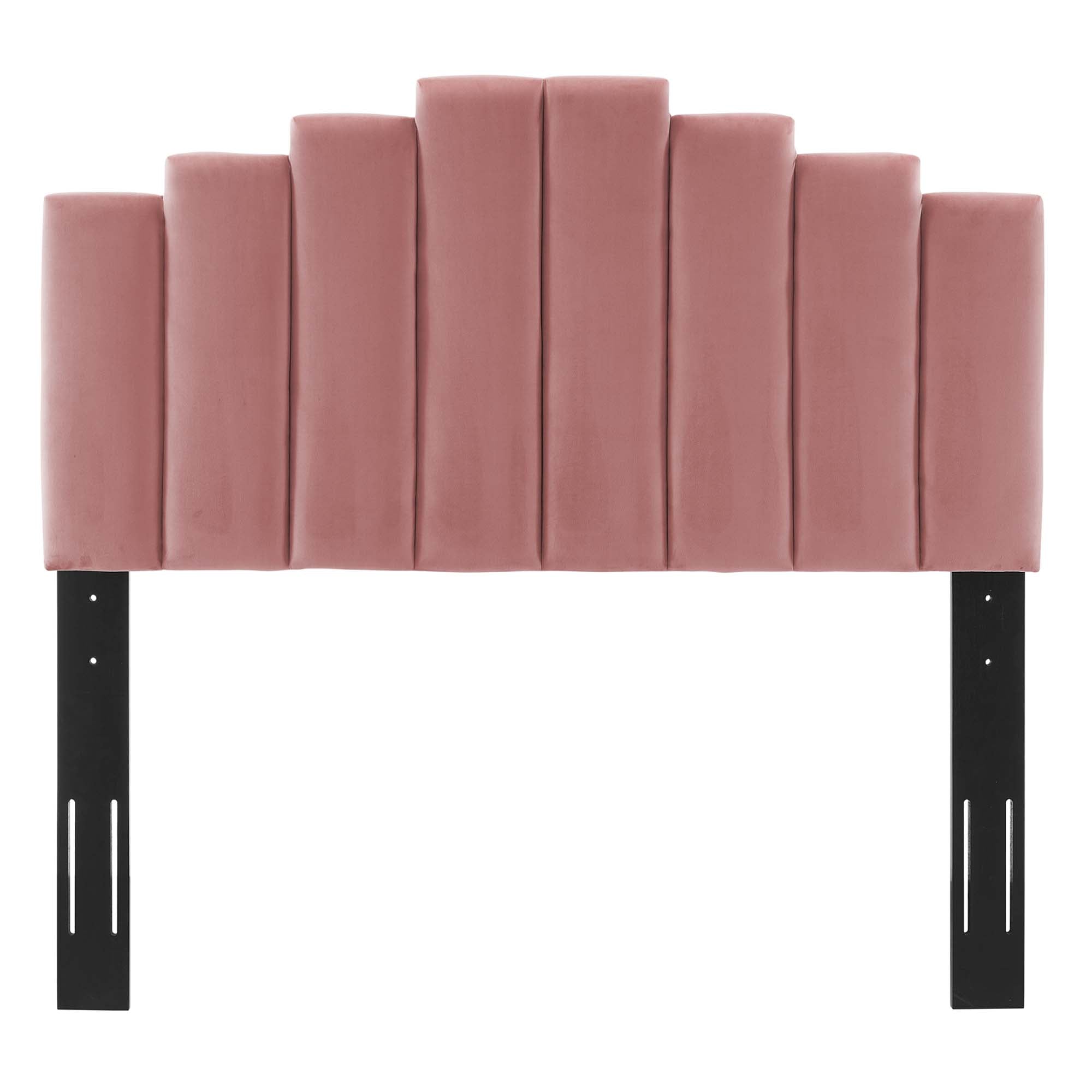 King Daelor Performance Velvet Platform Bed Dusty Rose – Channel Tufted Headboard Design