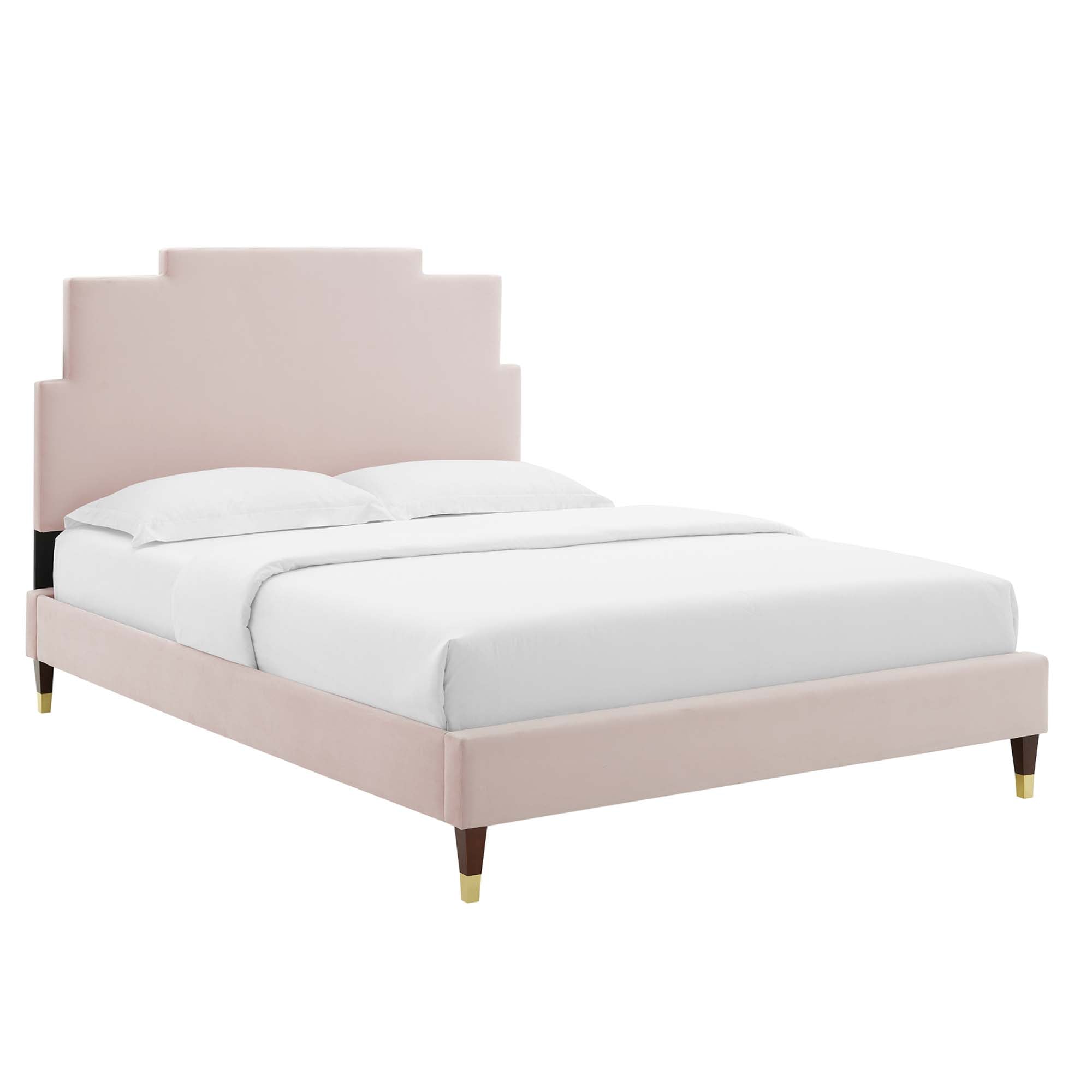 Lindsey Pink Performance Velvet Full Platform Bed