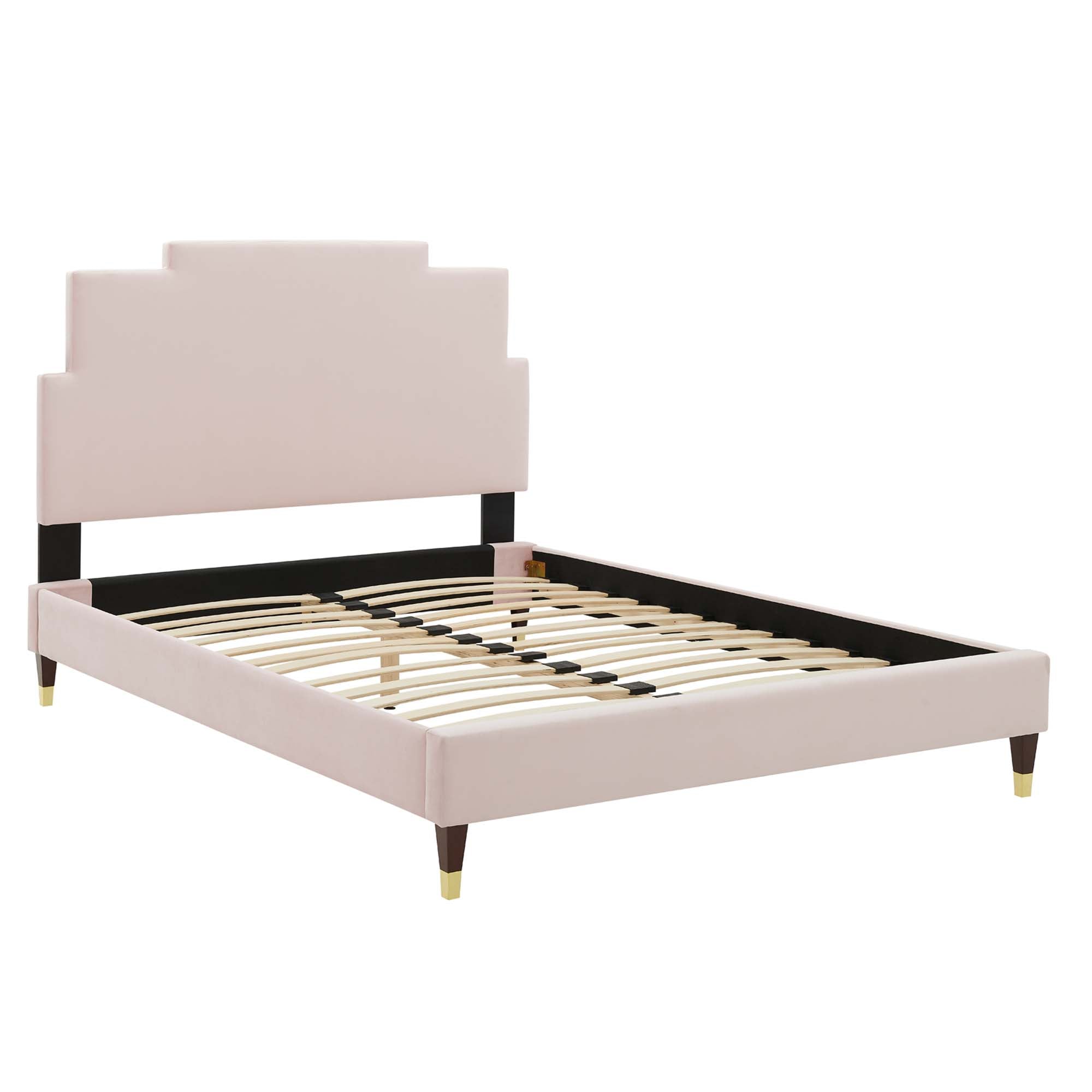 Lindsey Pink Performance Velvet Full Platform Bed