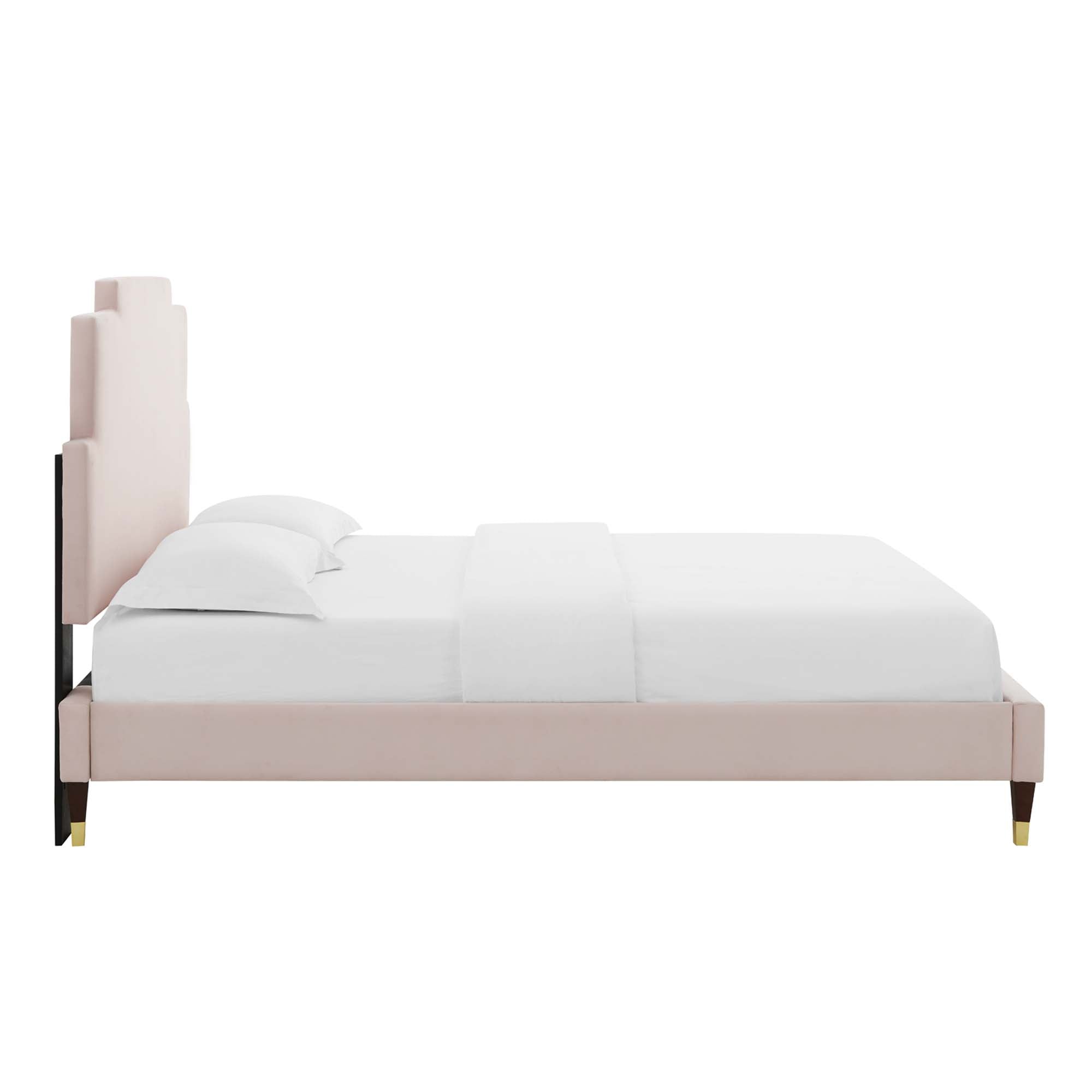 Lindsey Pink Performance Velvet Full Platform Bed