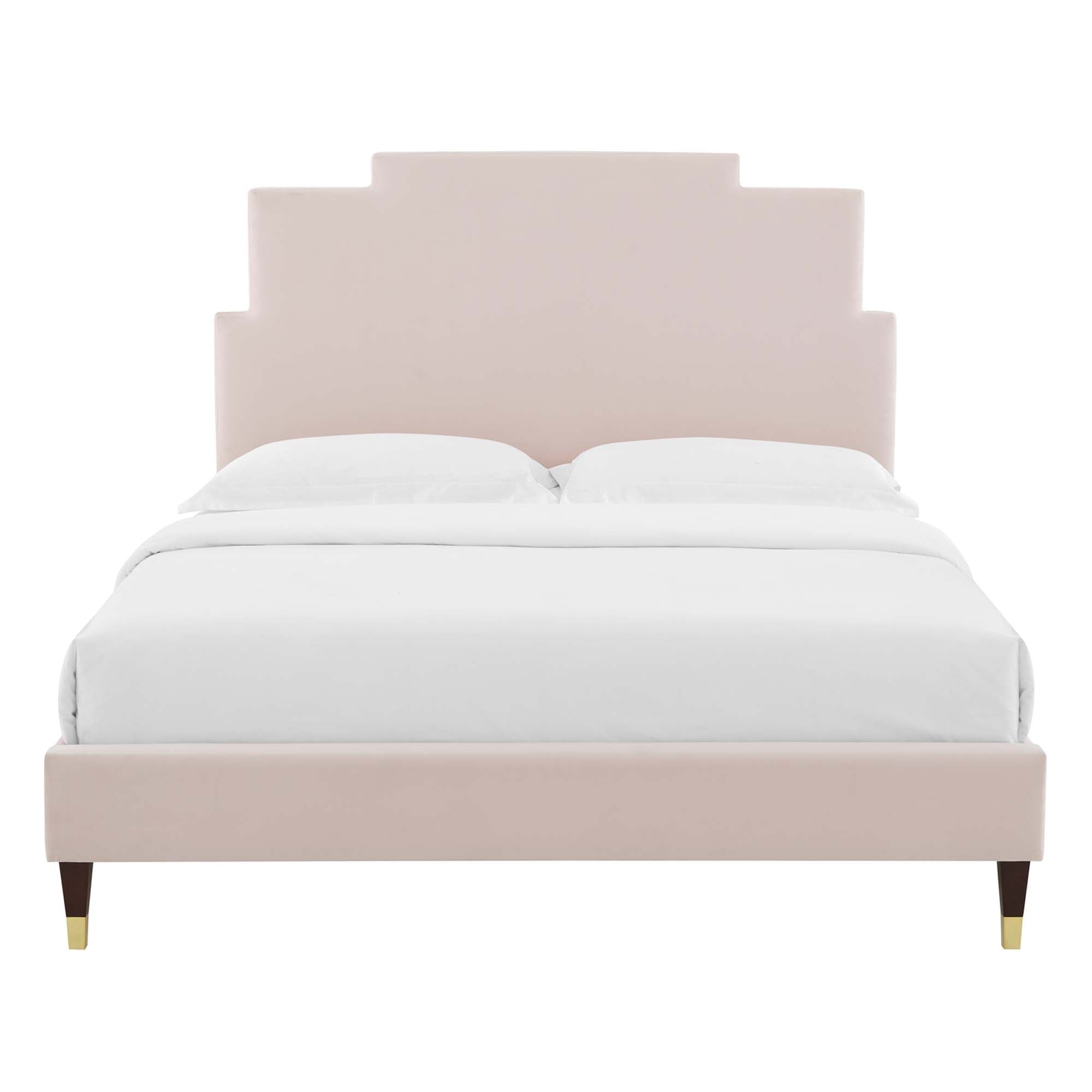 Lindsey Pink Performance Velvet Full Platform Bed