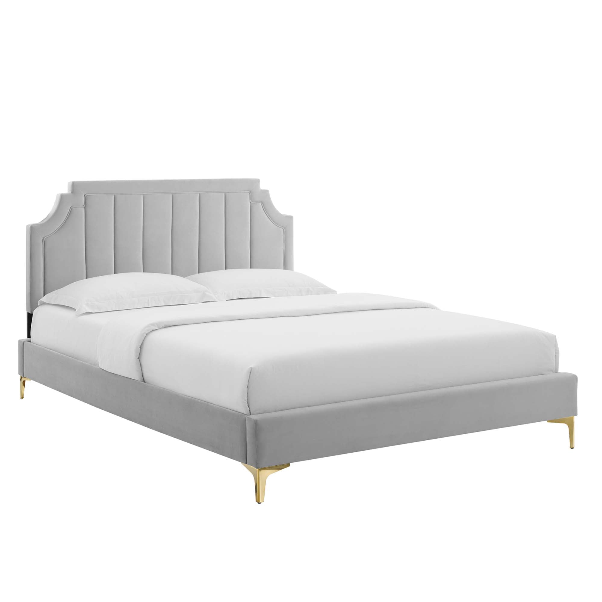 Pink Velvet Draylin Twin Platform Bed – Gold Metal Legs & Tufted Headboard