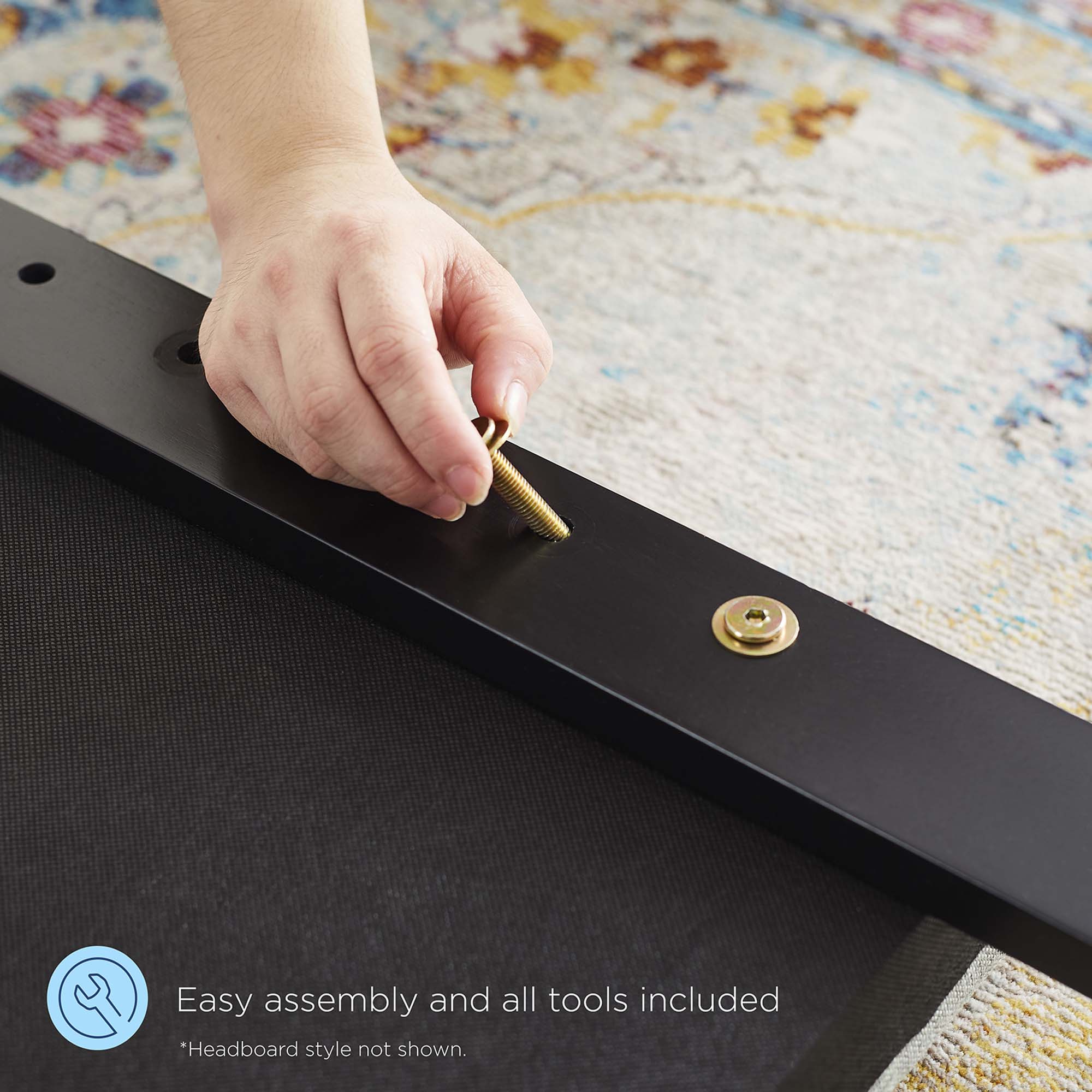 Full Size Icaris Platform Bed – Stain-Resistant Performance Velvet & Wood Frame