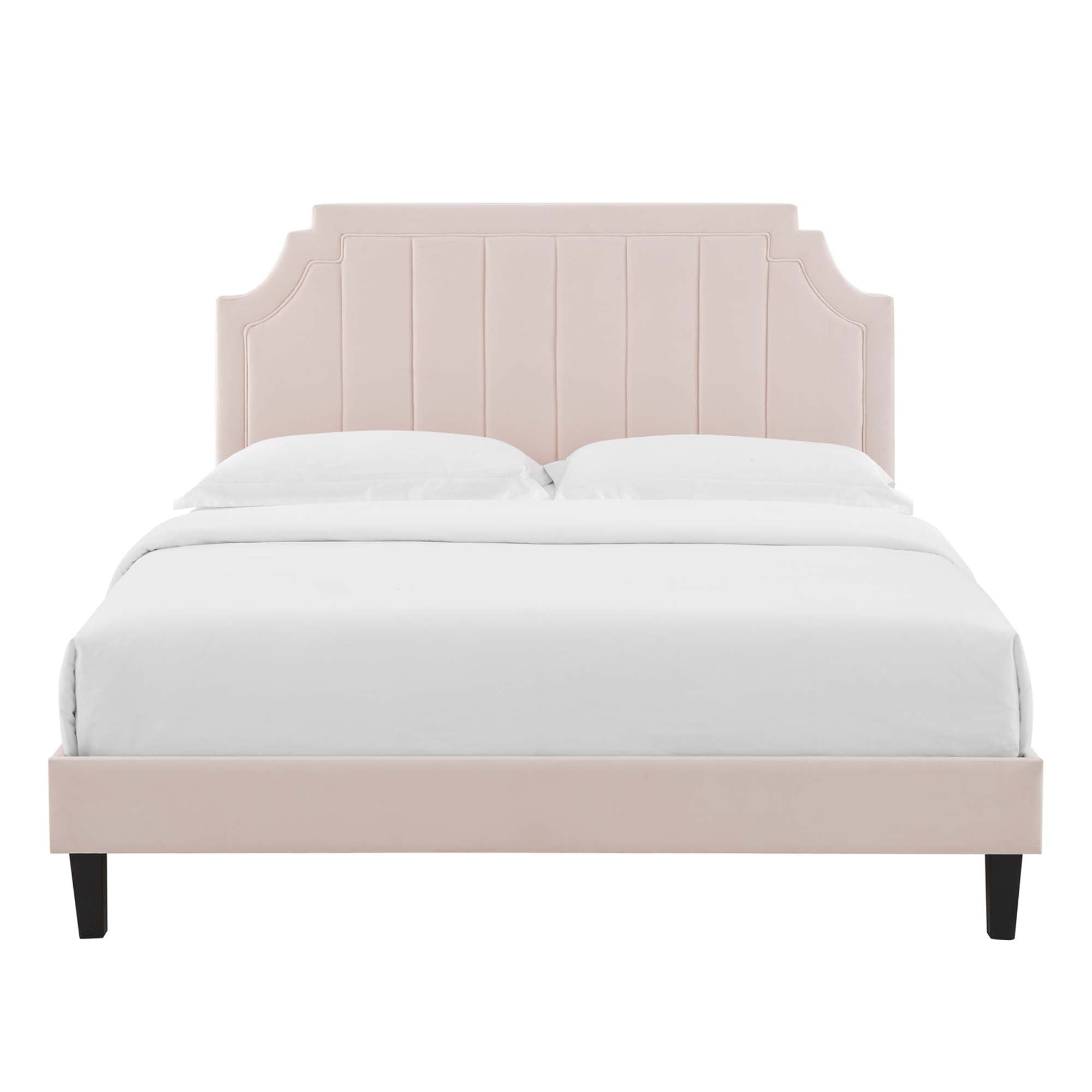 Sienna Performance Velvet Full Platform Bed, Pink