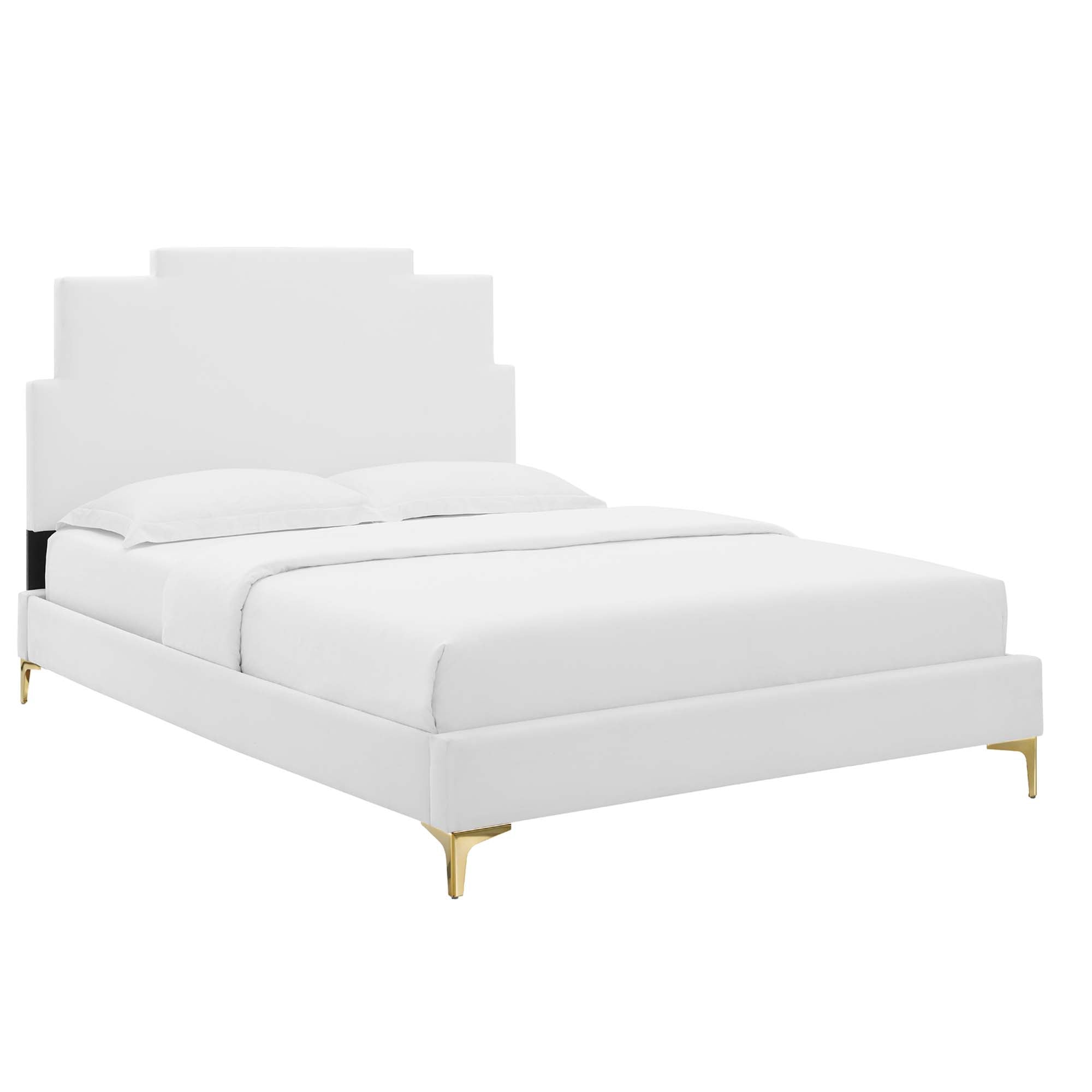 Lindsey White Performance Velvet King Platform Bed