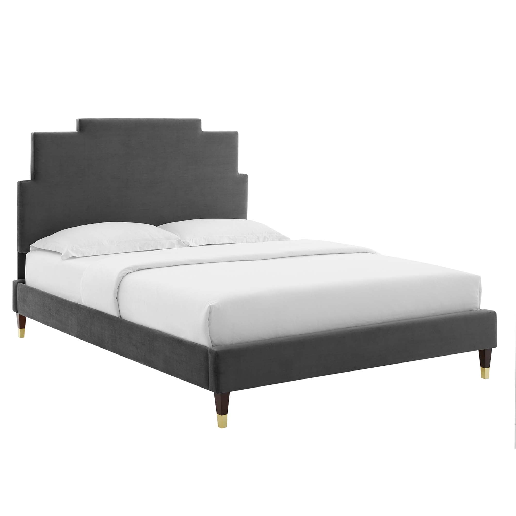 Lindsey White Performance Velvet King Platform Bed