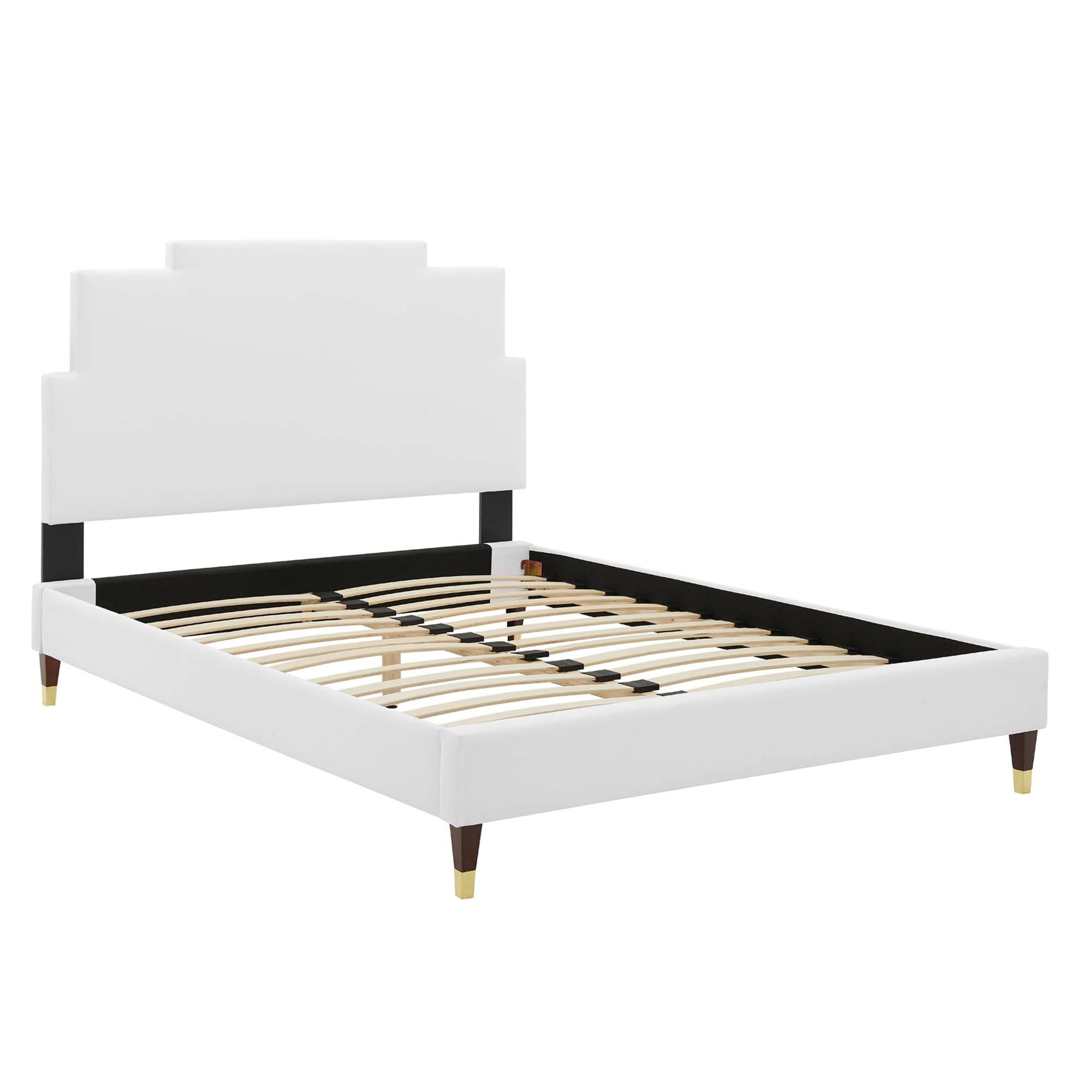 Lindsey White Performance Velvet King Platform Bed