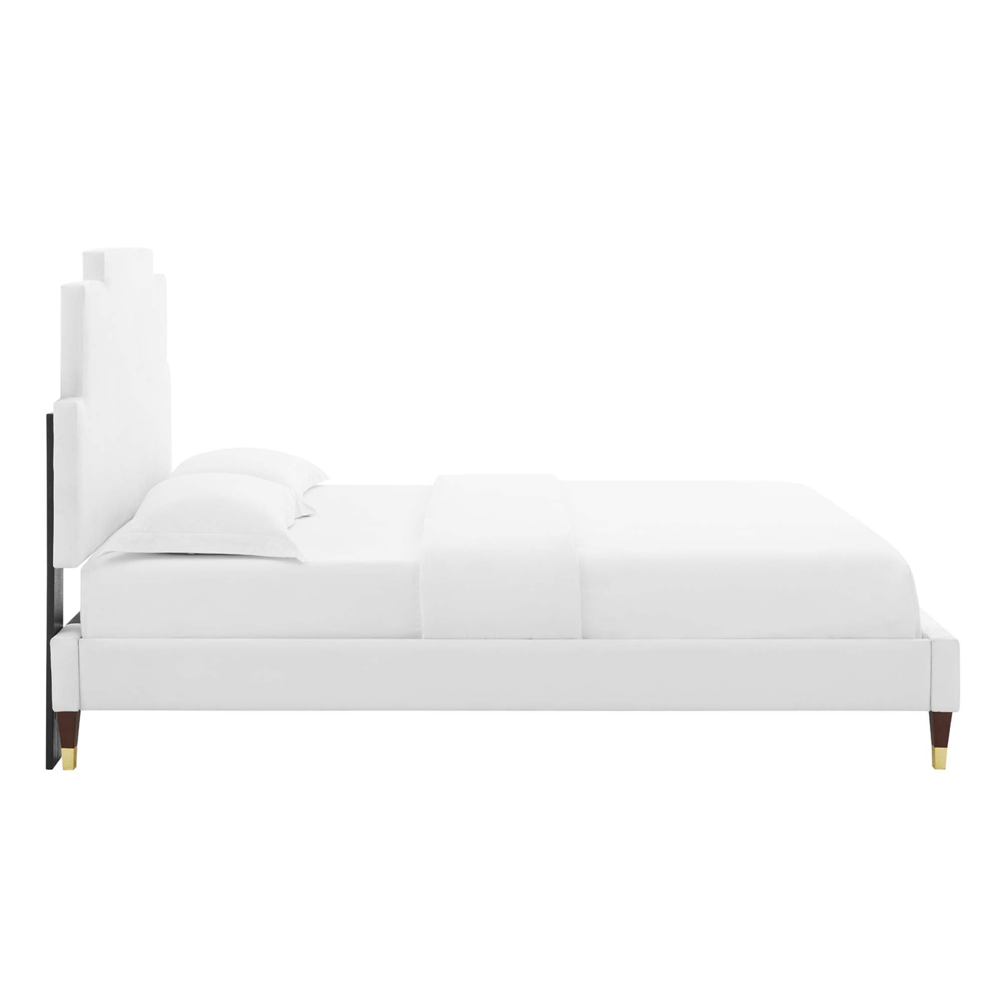 Lindsey White Performance Velvet King Platform Bed